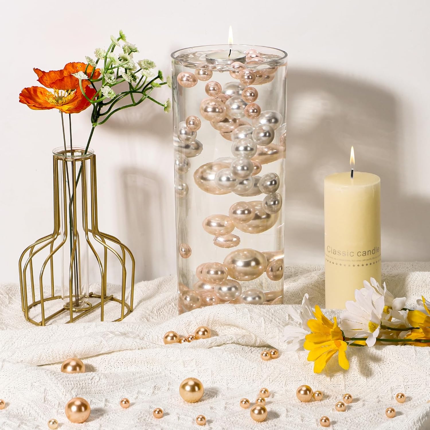 Suream Acrylic Hurricane Vases 3 Pack 98 Inch Tall Floating Candle Holder