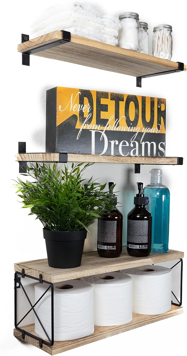 2 Moons Floating Shelves - Light Brown 4 Piece Set