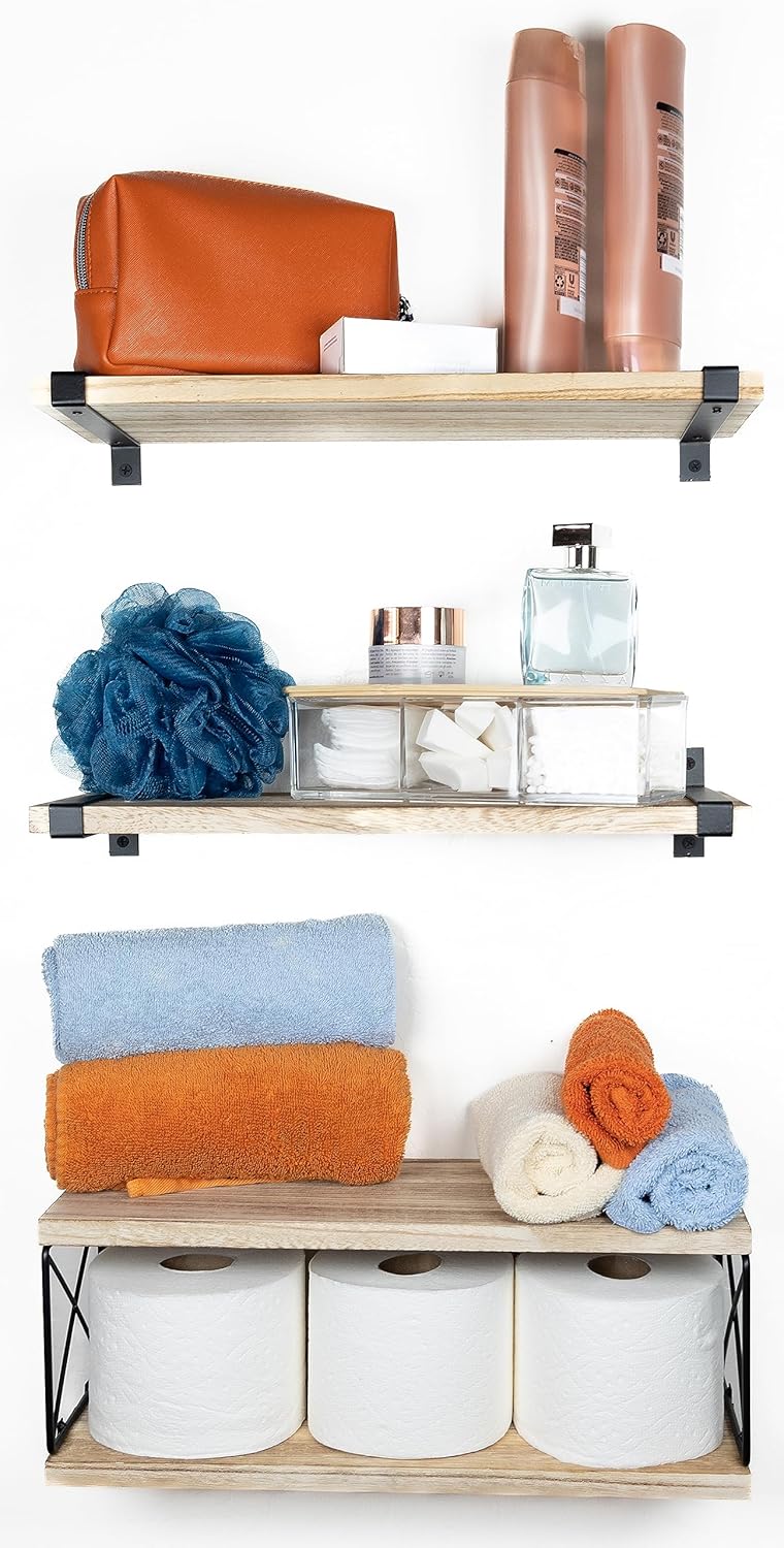 2 Moons Floating Shelves - Light Brown 4 Piece Set