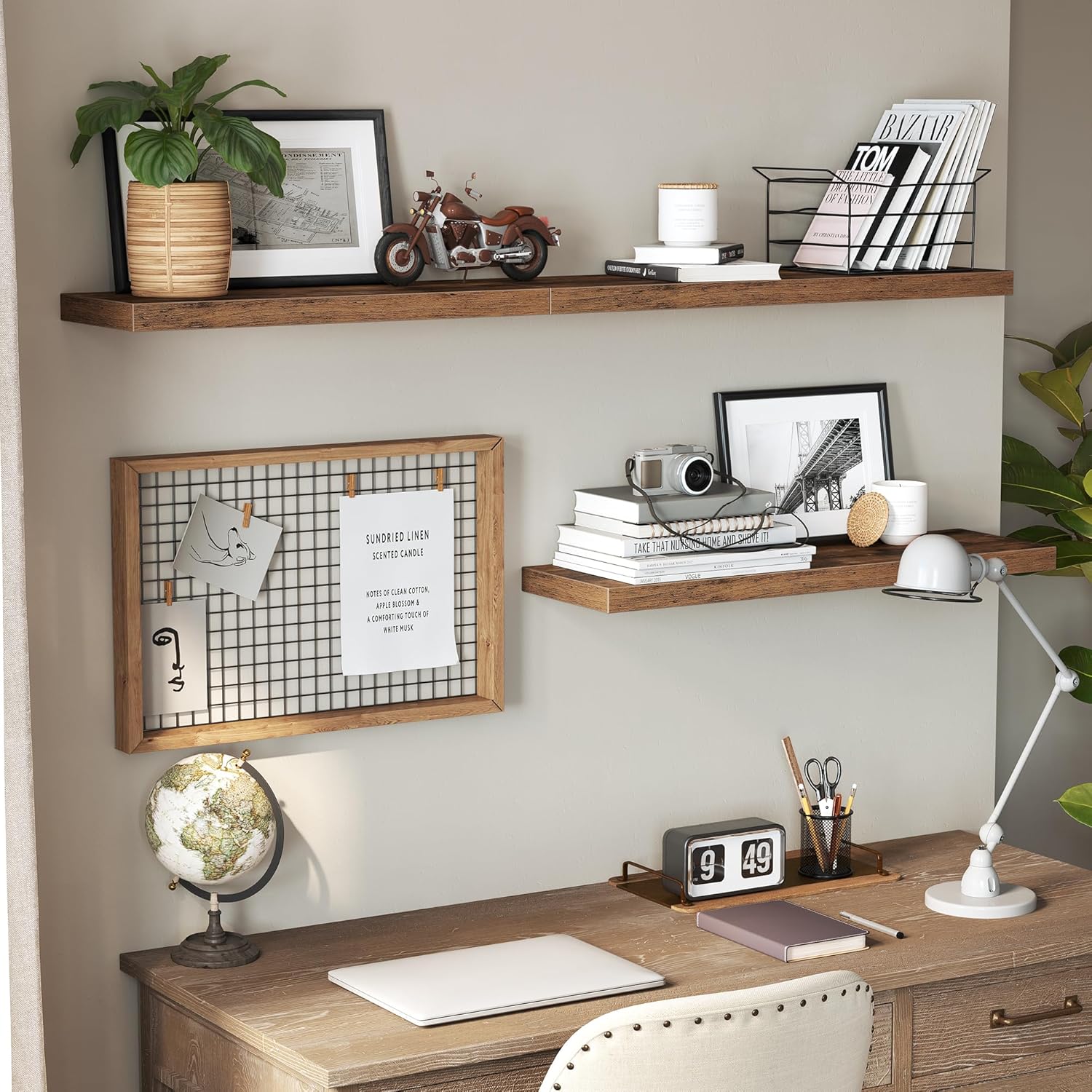 VASAGLE Vintage Floating Wall Shelf 157 Inch