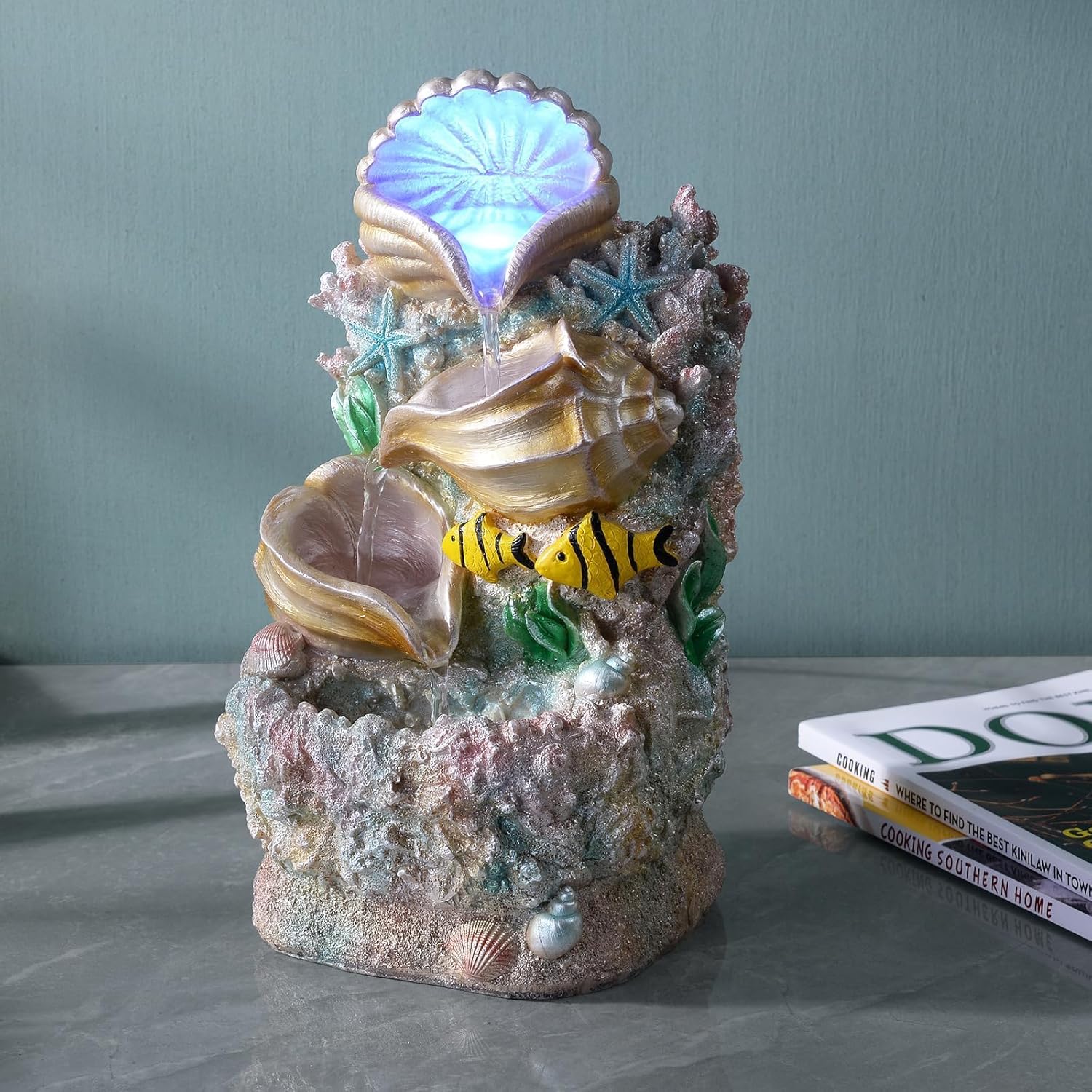 GOSSI Themed Coral Shell Fountain with LED Lights