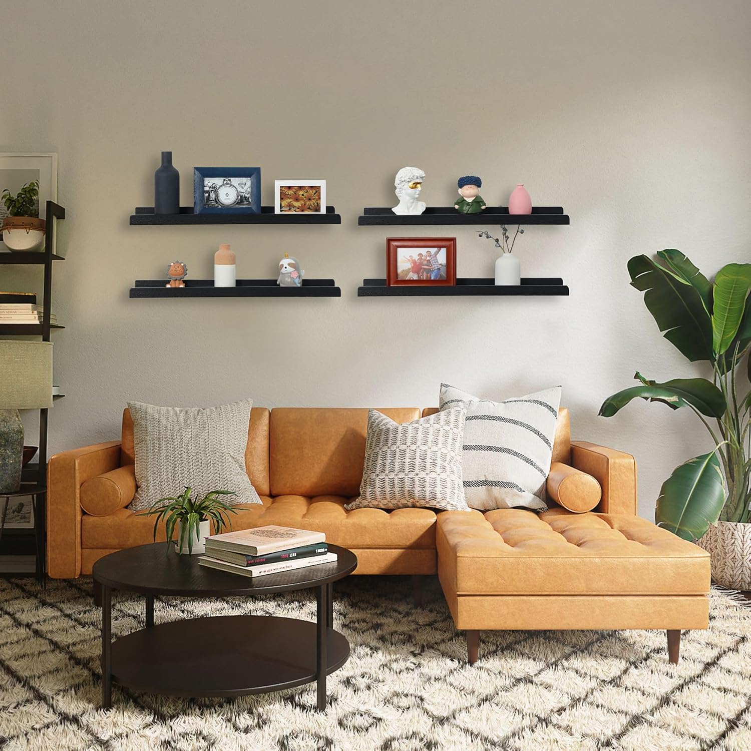 Modern Floating Shelf Set of 4 24 Inch Wall Mount Picture Ledge Display