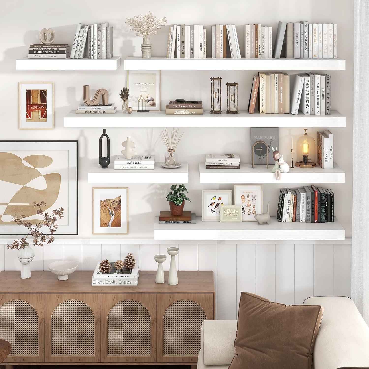 Venusmiles Floating Wall Shelves White 36x12 Inch