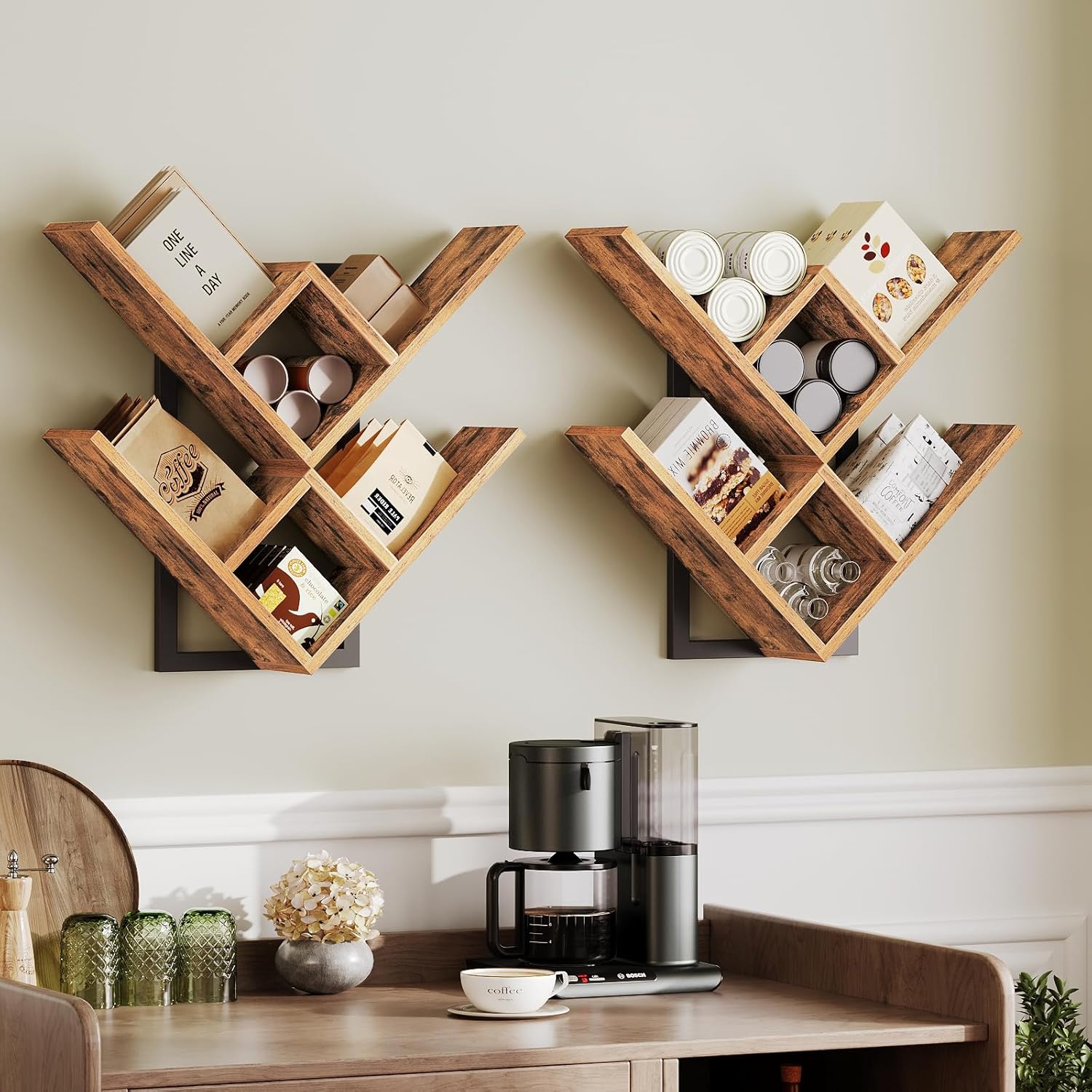 HOOBRO Floating Shelves Set of 2 Wall Mounted Bookshelves