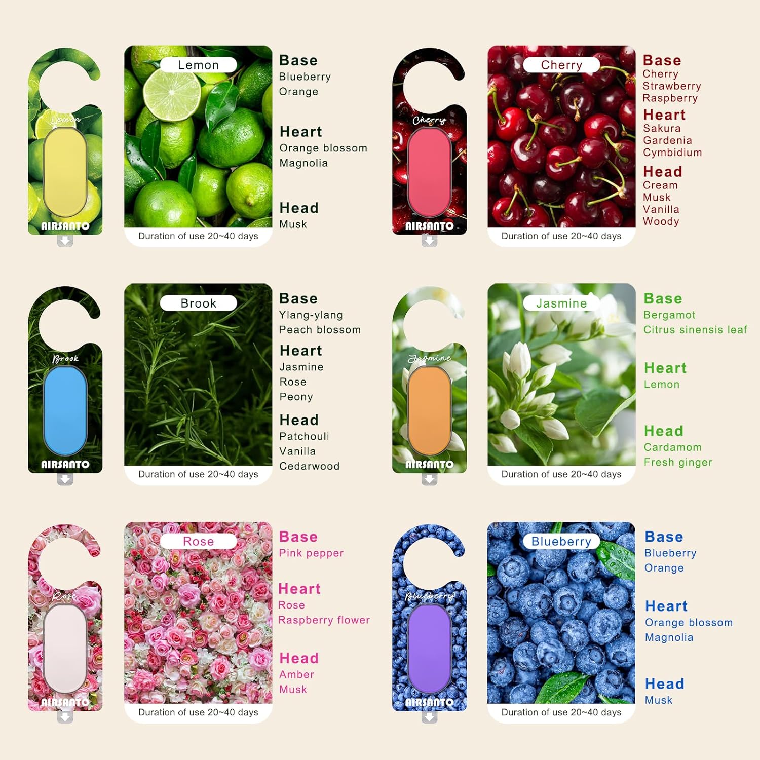 Airsanto Scents Sachets Pack 6 Mixed Fragrances