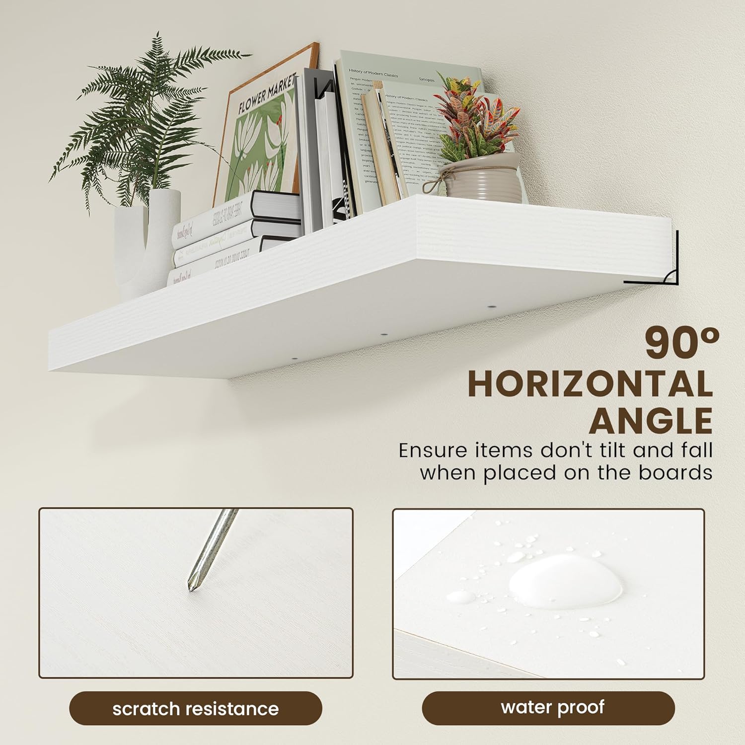 White Floating Shelves 48 Inch Wide x 12 Inch Deep Set of 1