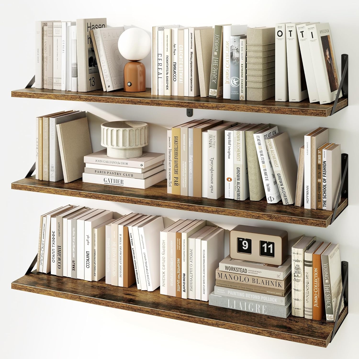Fun Memories Set of 3 Floating Shelves Rustic Brown