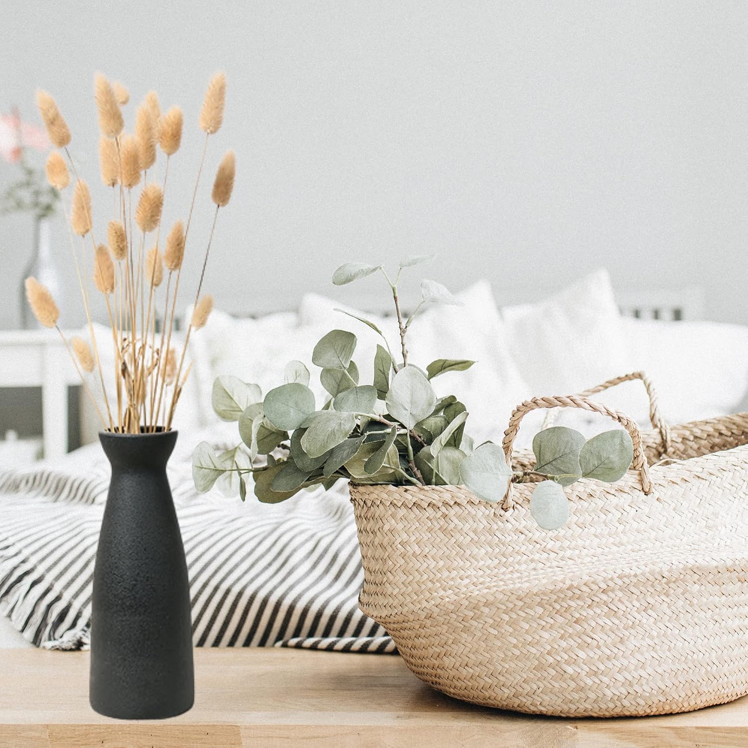 WZ WOODZIA Black Ceramic Vase for Pampas Grass