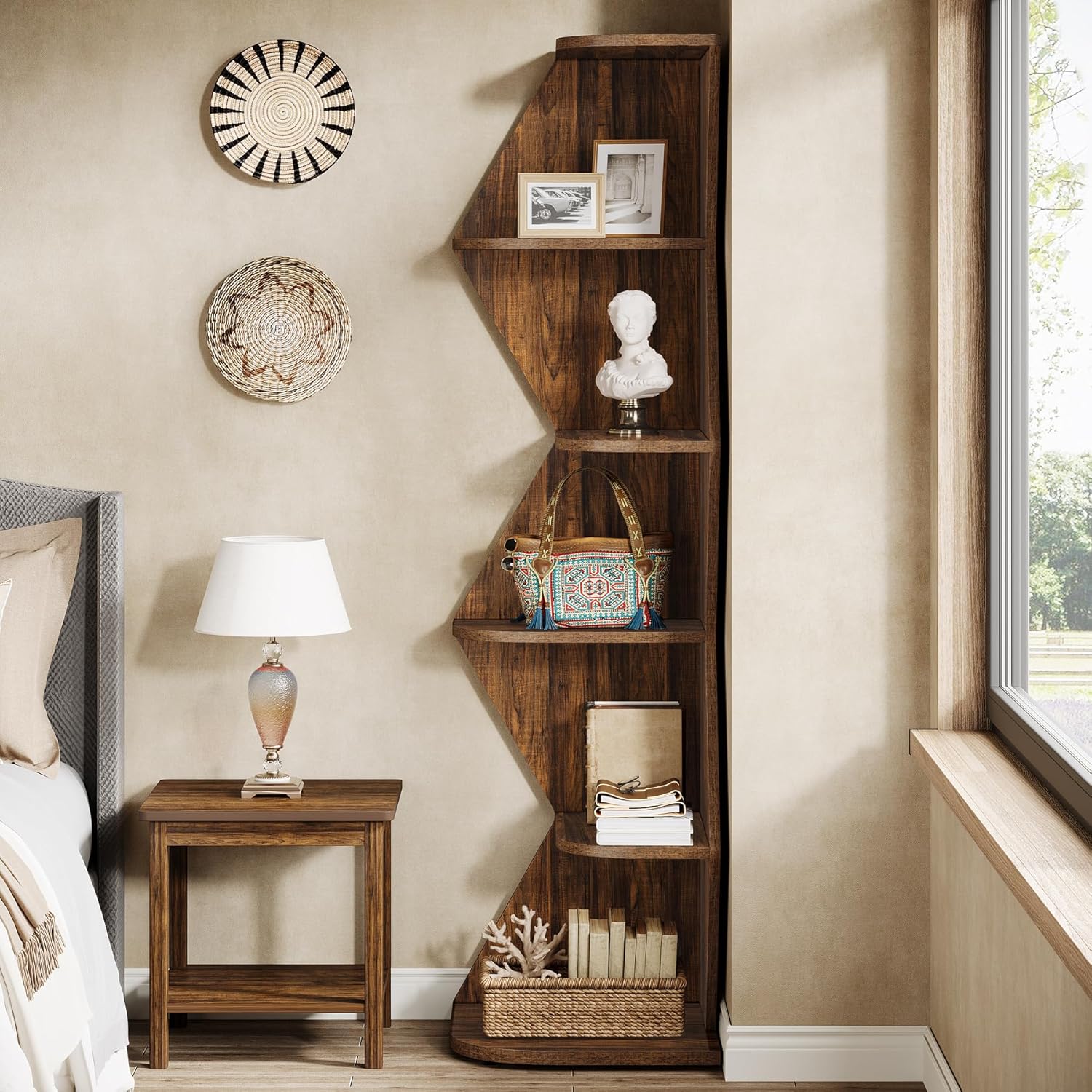 Tribesigns 715 Inch Tall Corner Shelf 5 Tier