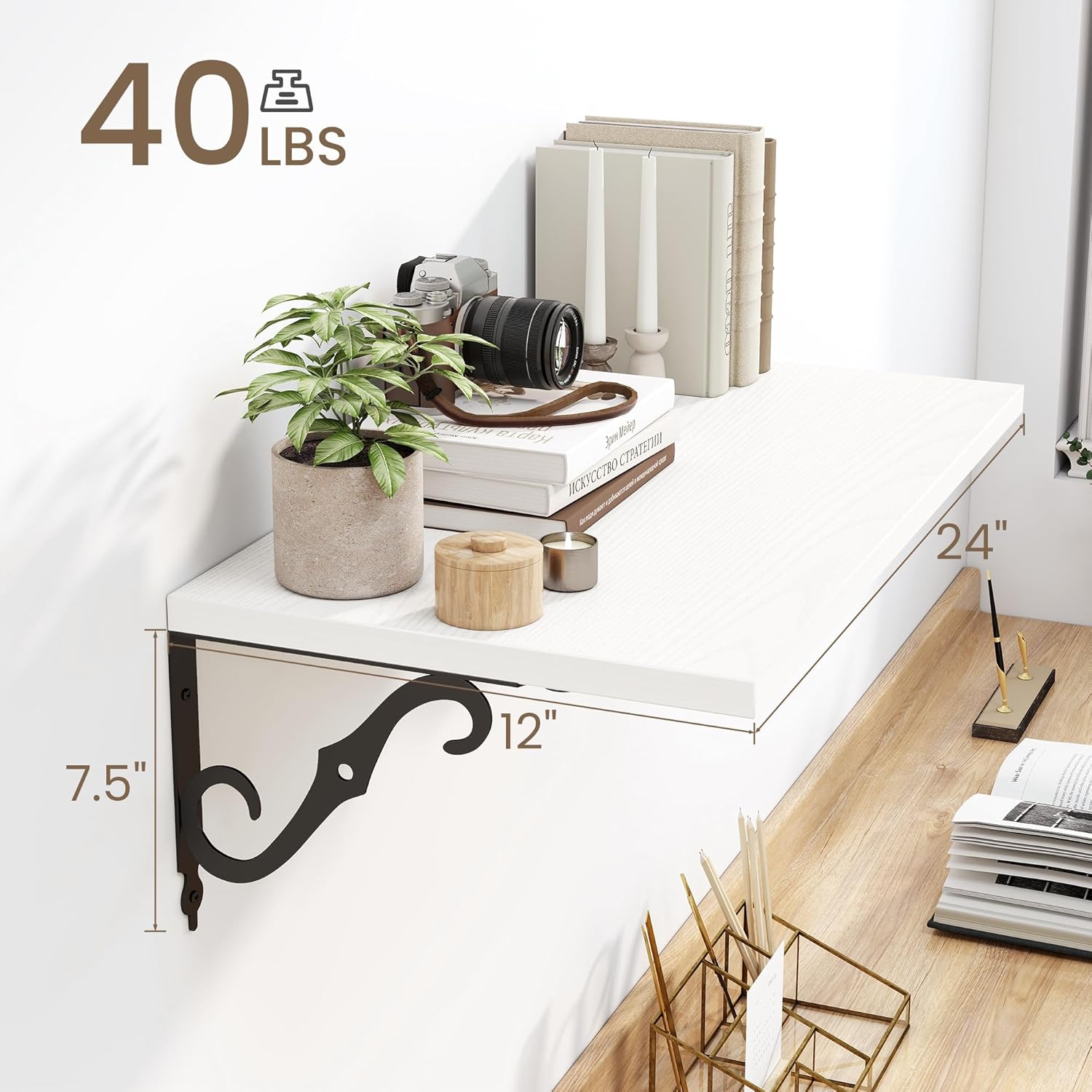 Fun Memories Floating Shelves Set of 2 24 Inch White