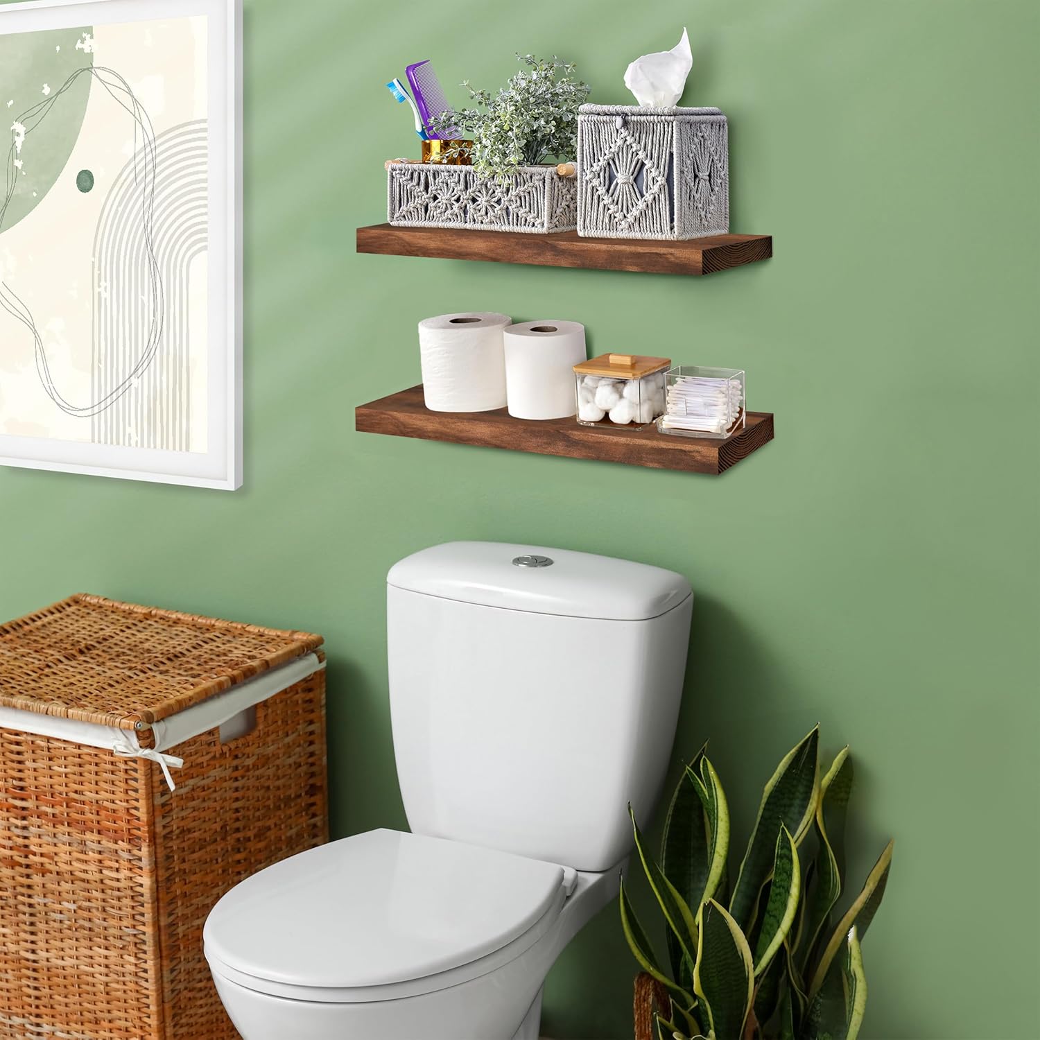 Sorbus Solid Pine Floating Shelves Set of 2