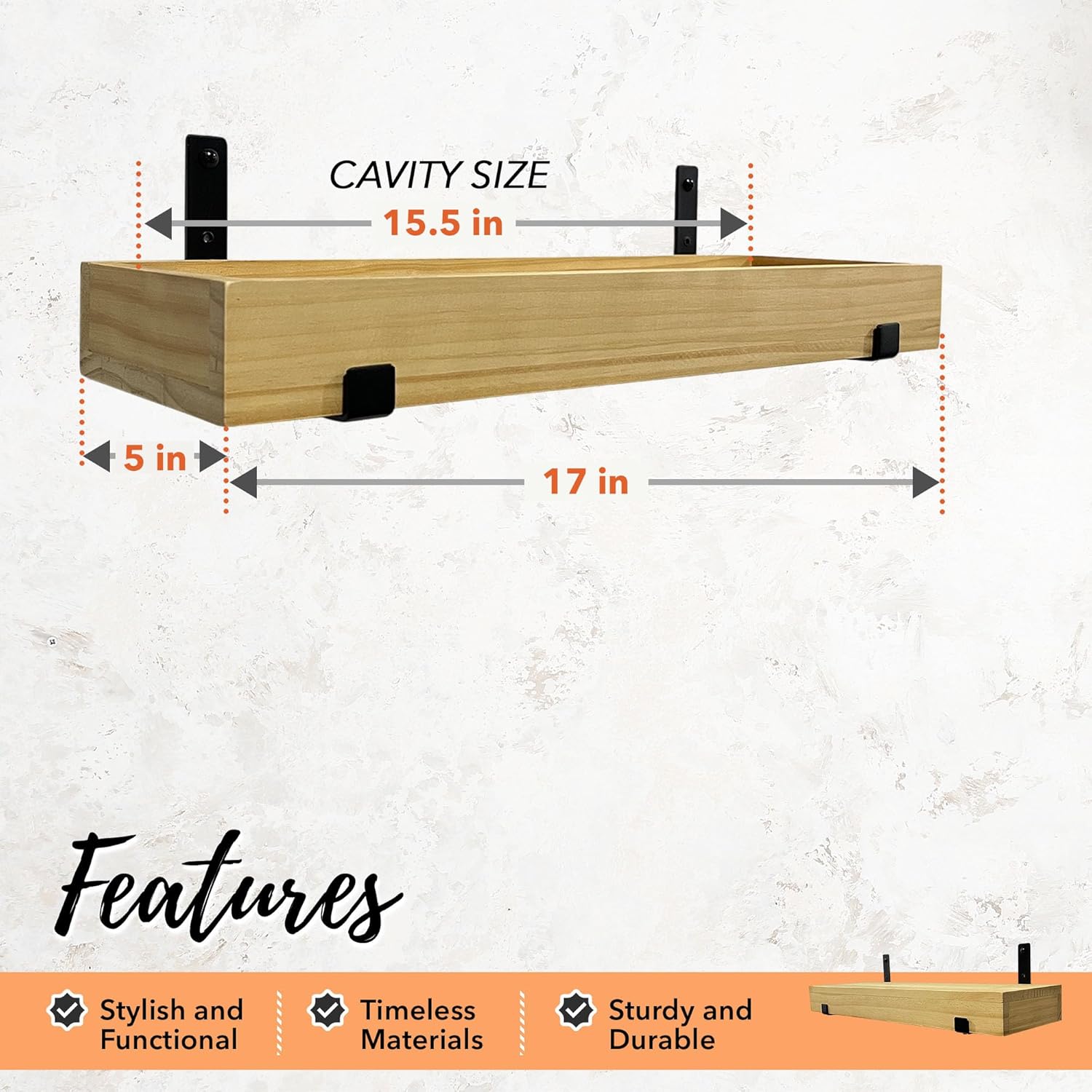 Autumn Alley 3-Tier Floating Wood Shelves for Wall