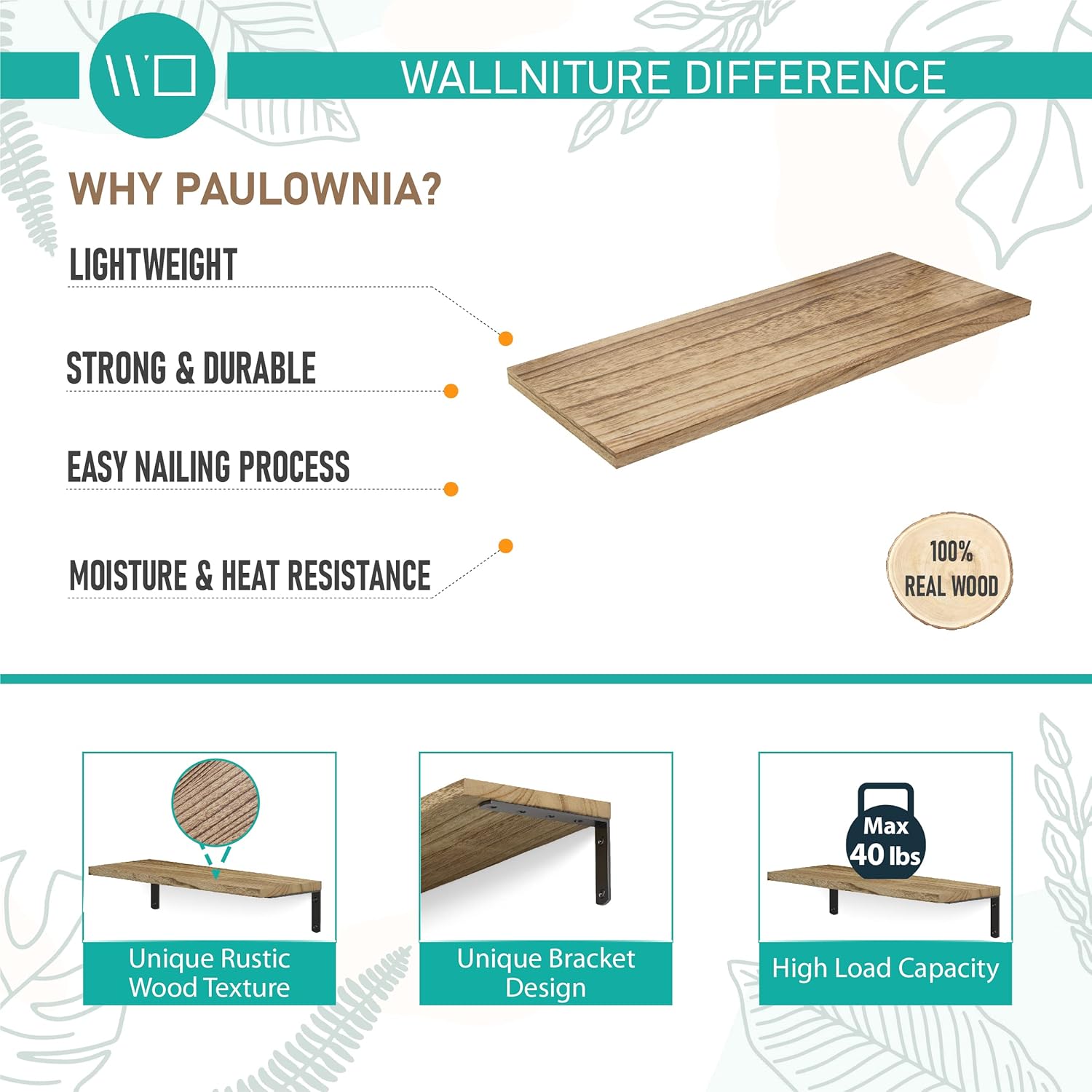 Wallniture Palma Floating Shelves Set of 5