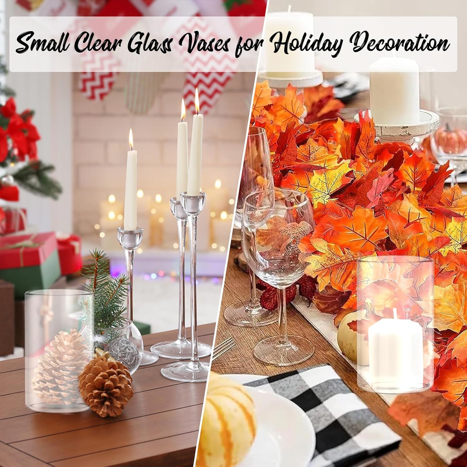12pcs Clear Glass Cylinder Vases for Centerpieces and Decor