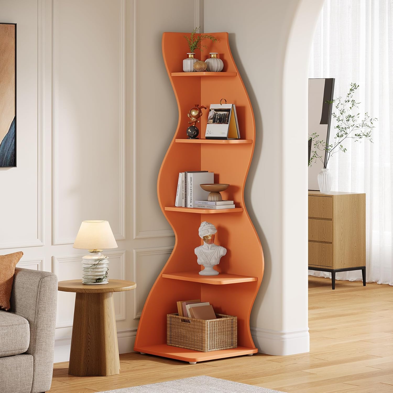 Tribesigns Wavy Corner Shelf Set of 2