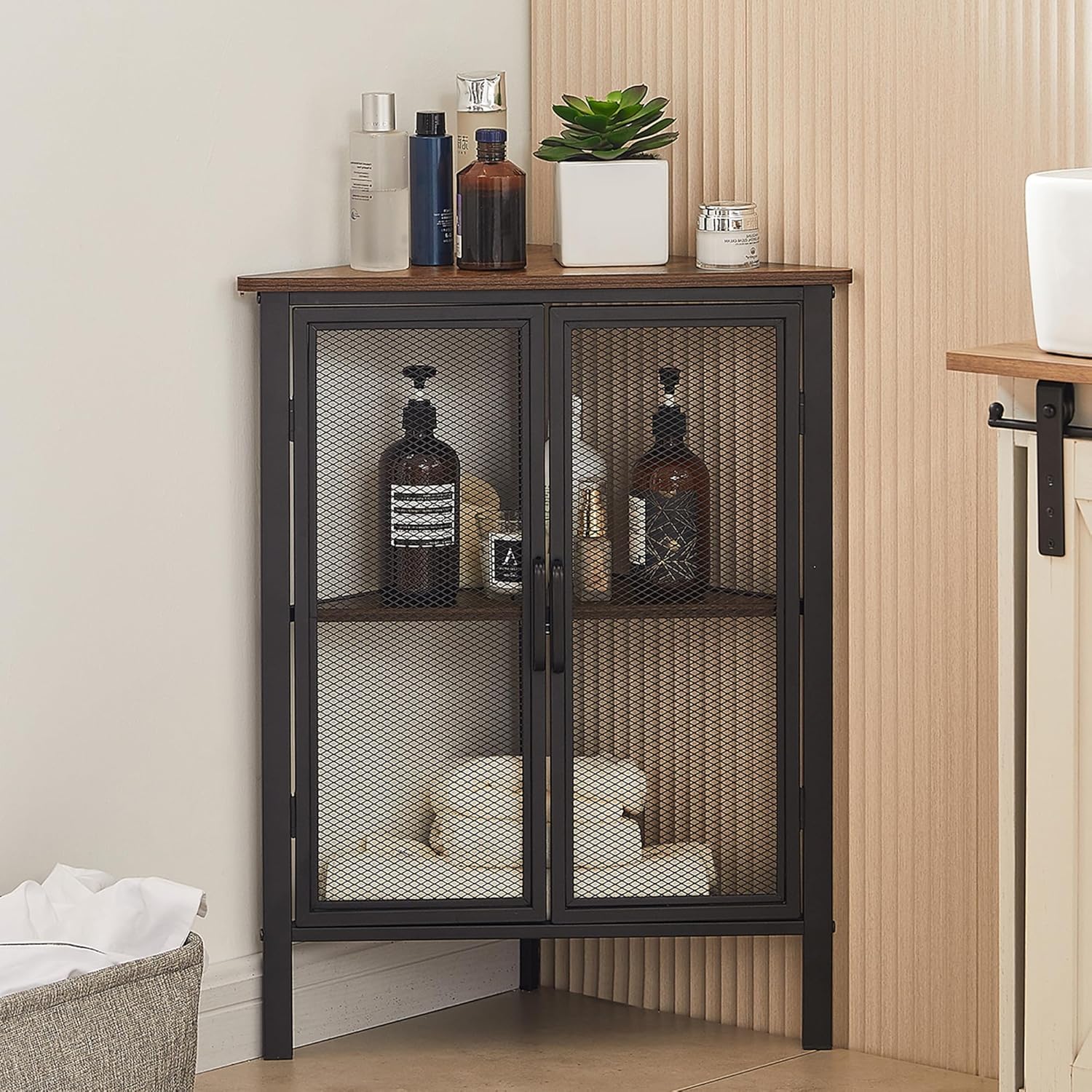 VECELO 3-Tier Corner Shelf Organizer with Door