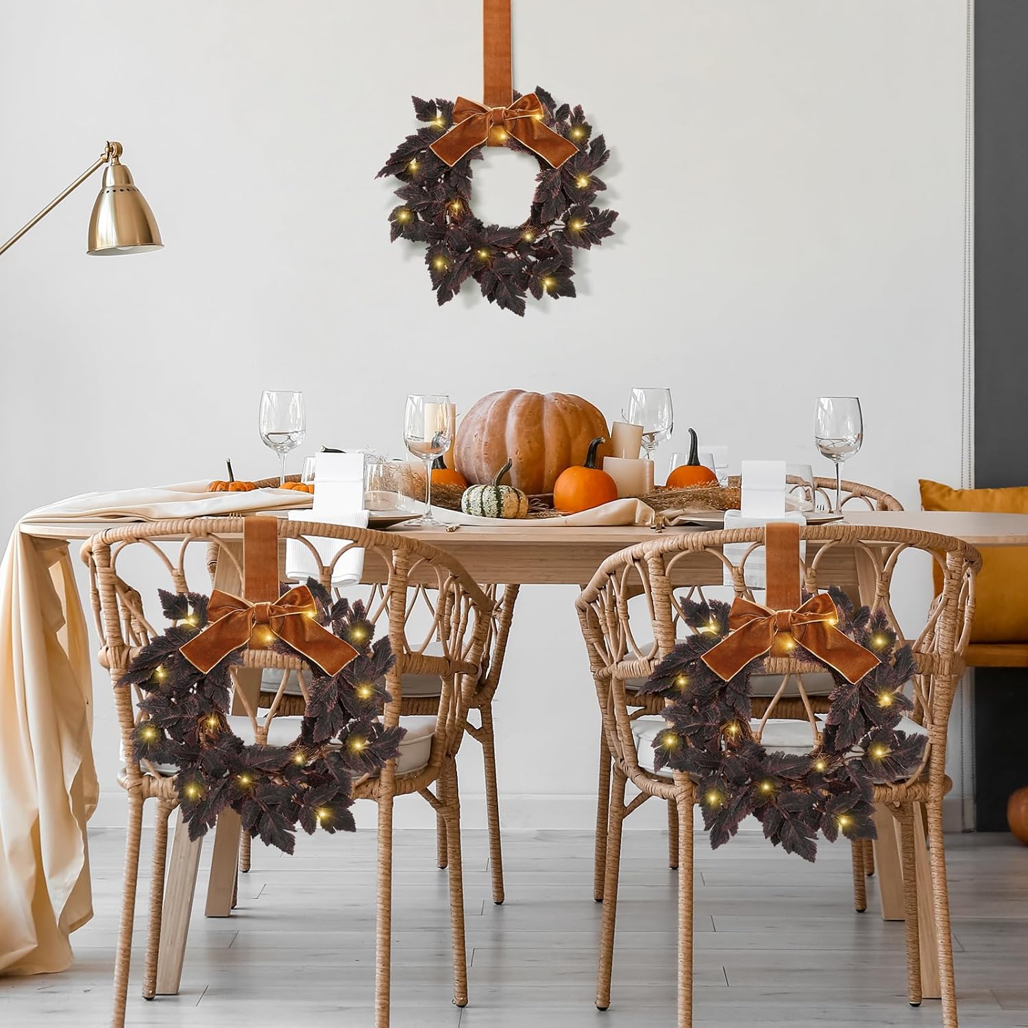 Hoteam 4 Pcs 9 Inch Cimicifuga Leaf Wreath Set