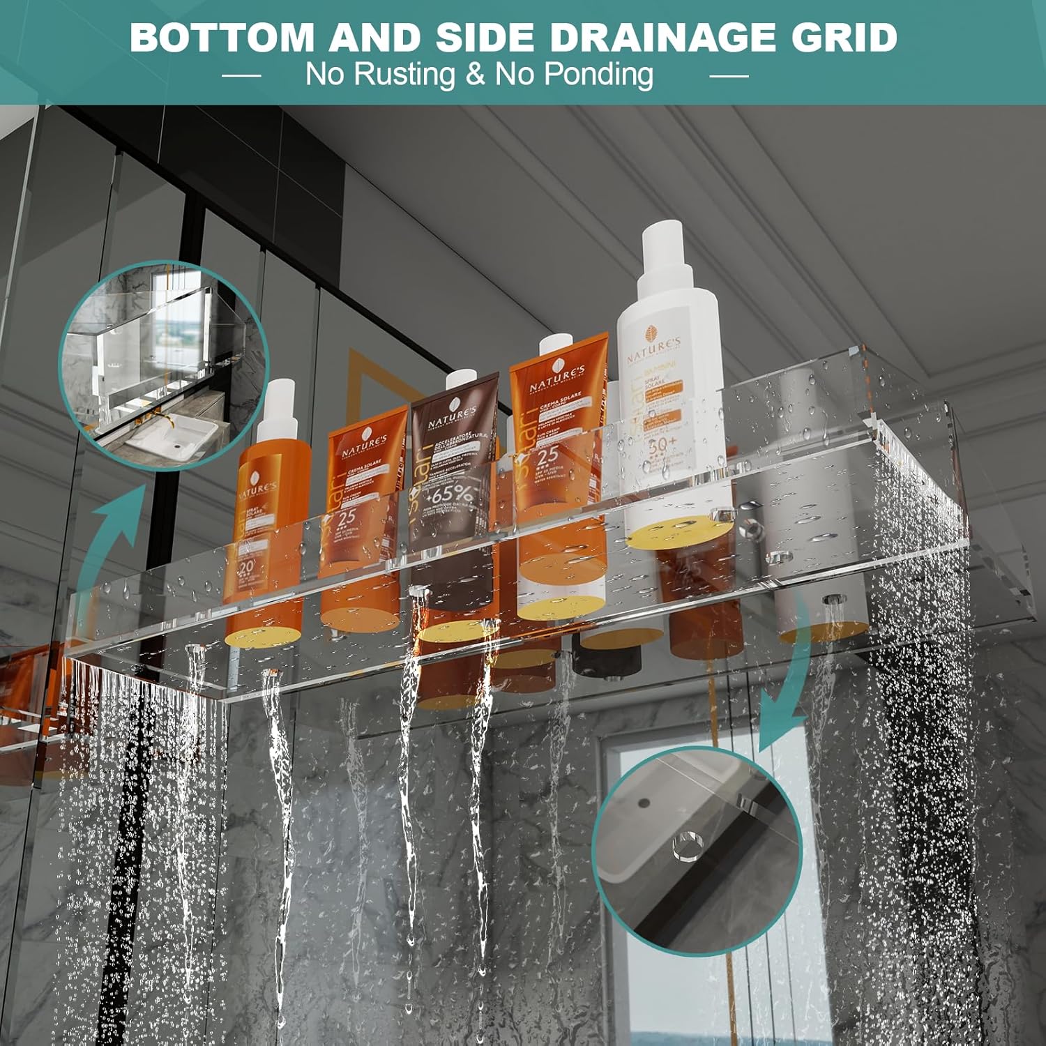 DigDozer Acrylic Bathroom Shelves 3 PCS Space-Saving Wall Organizer