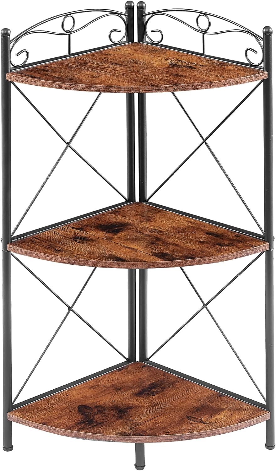 VECELO Corner Table with Storage Shelves