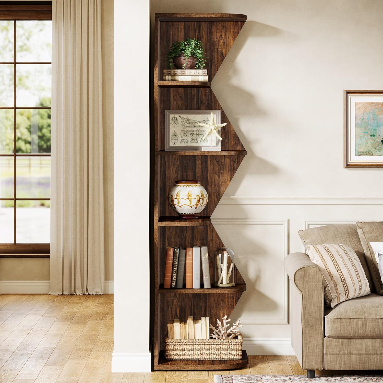 Tribesigns 715 Inch Tall Corner Shelf 5 Tier