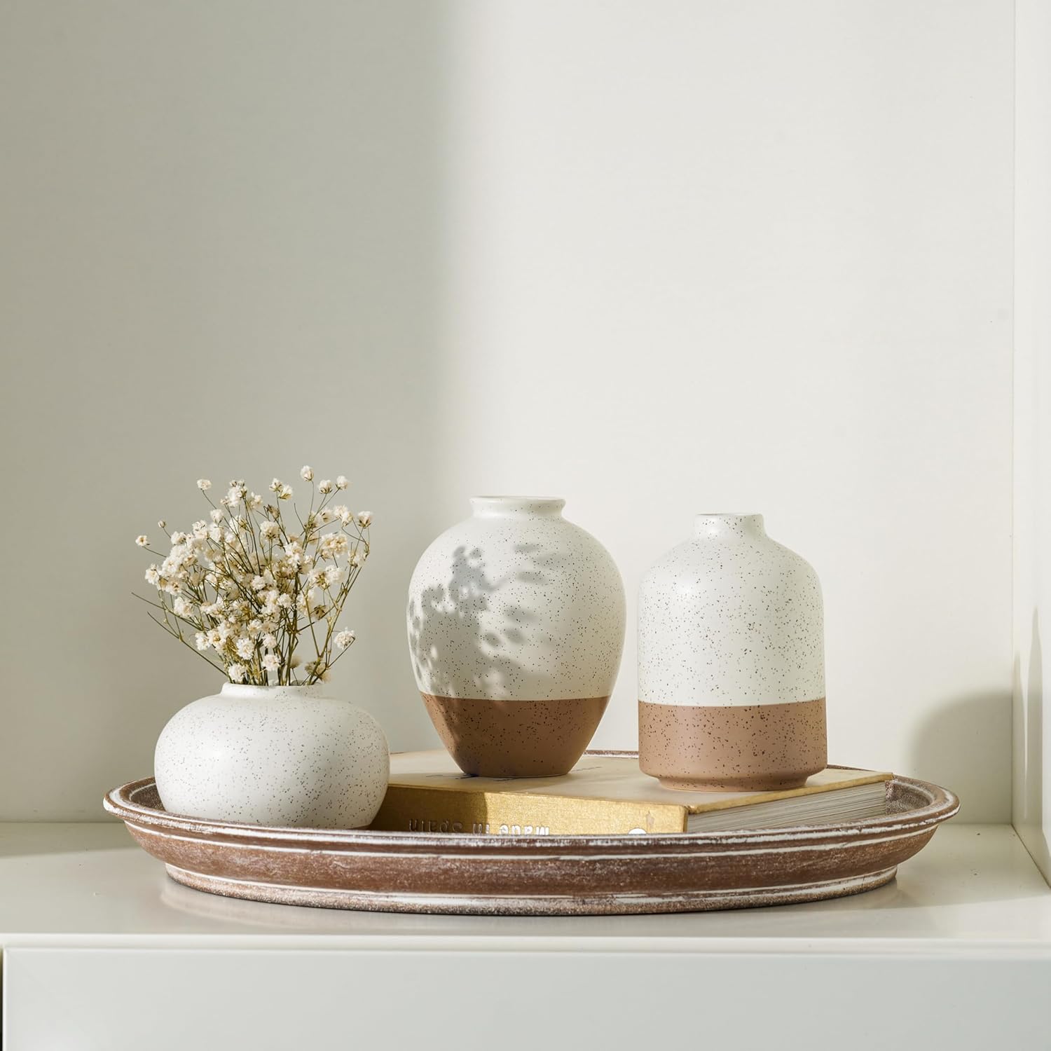 Ceramic Vase Set of 3 Rustic Farmhouse Decor