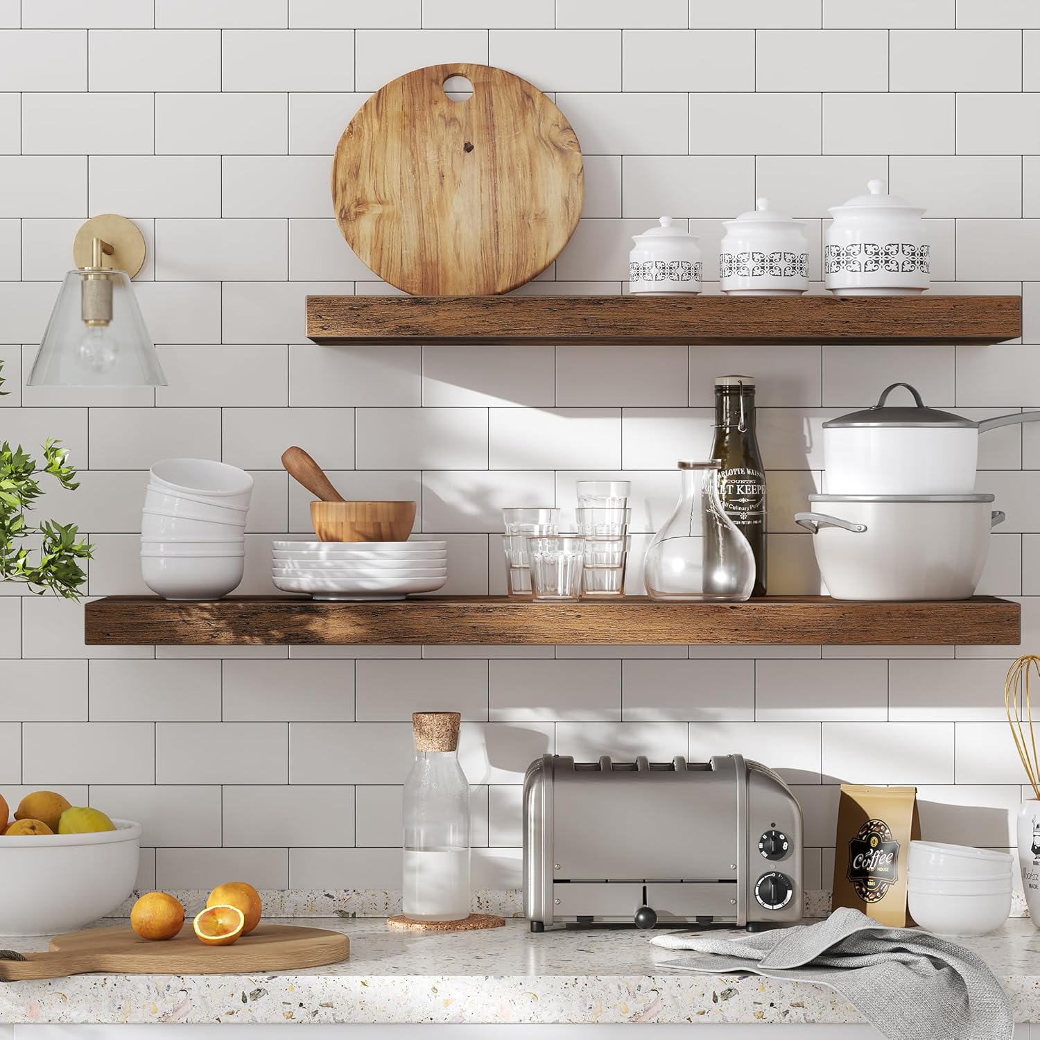 VASAGLE Vintage Floating Wall Shelf 157 Inch