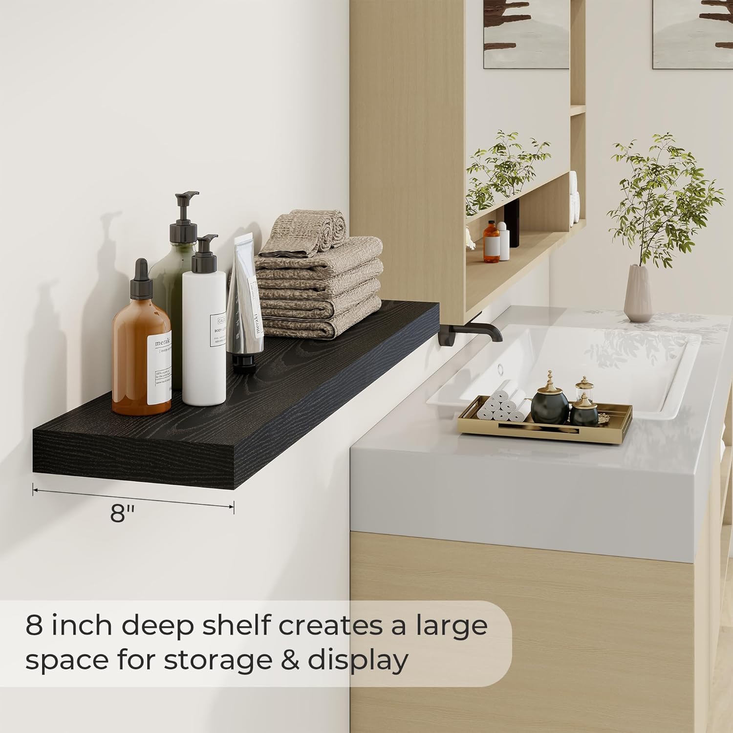 36 Inch Floating Shelves Set of 2 with Invisible Brackets Black