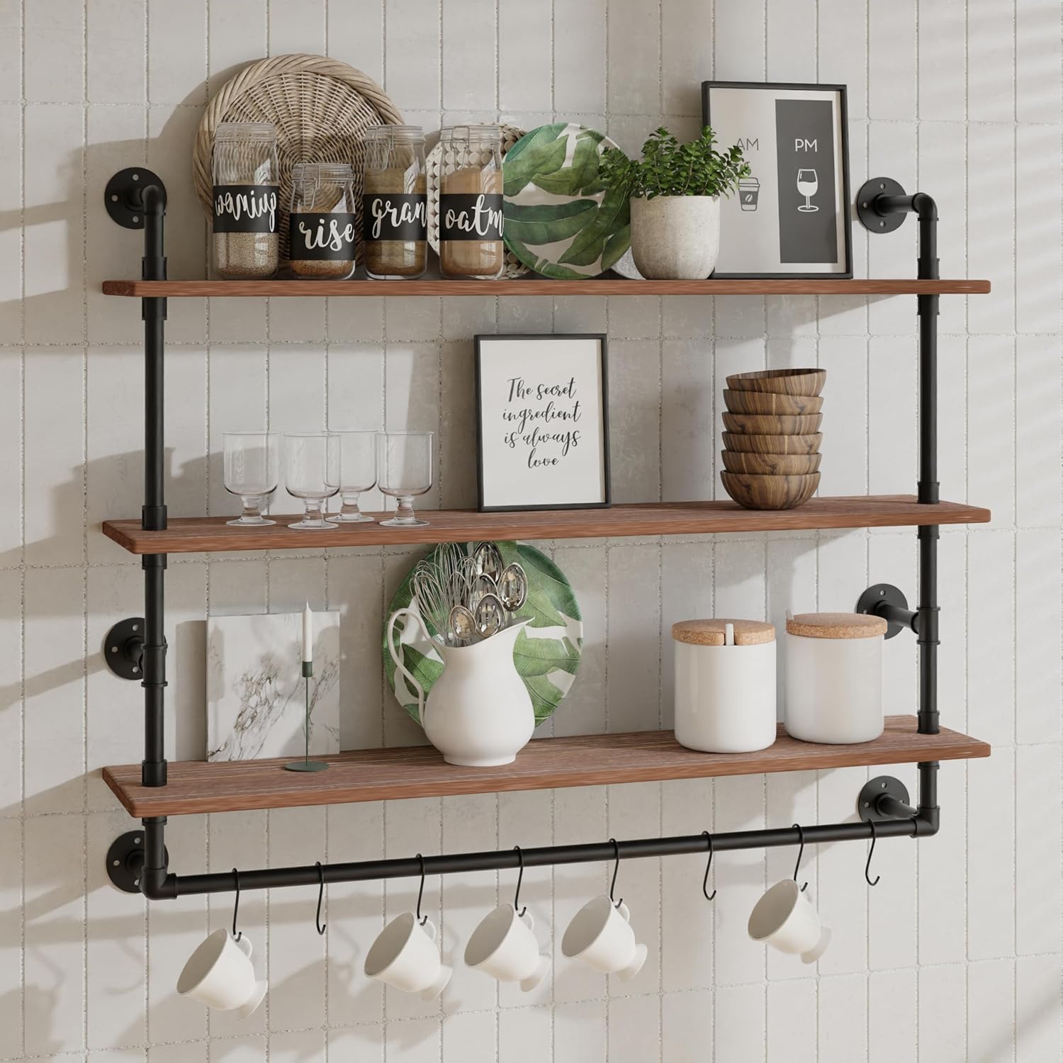 ROGMARS 3 Tier Floating Shelving for Kitchen Living Room