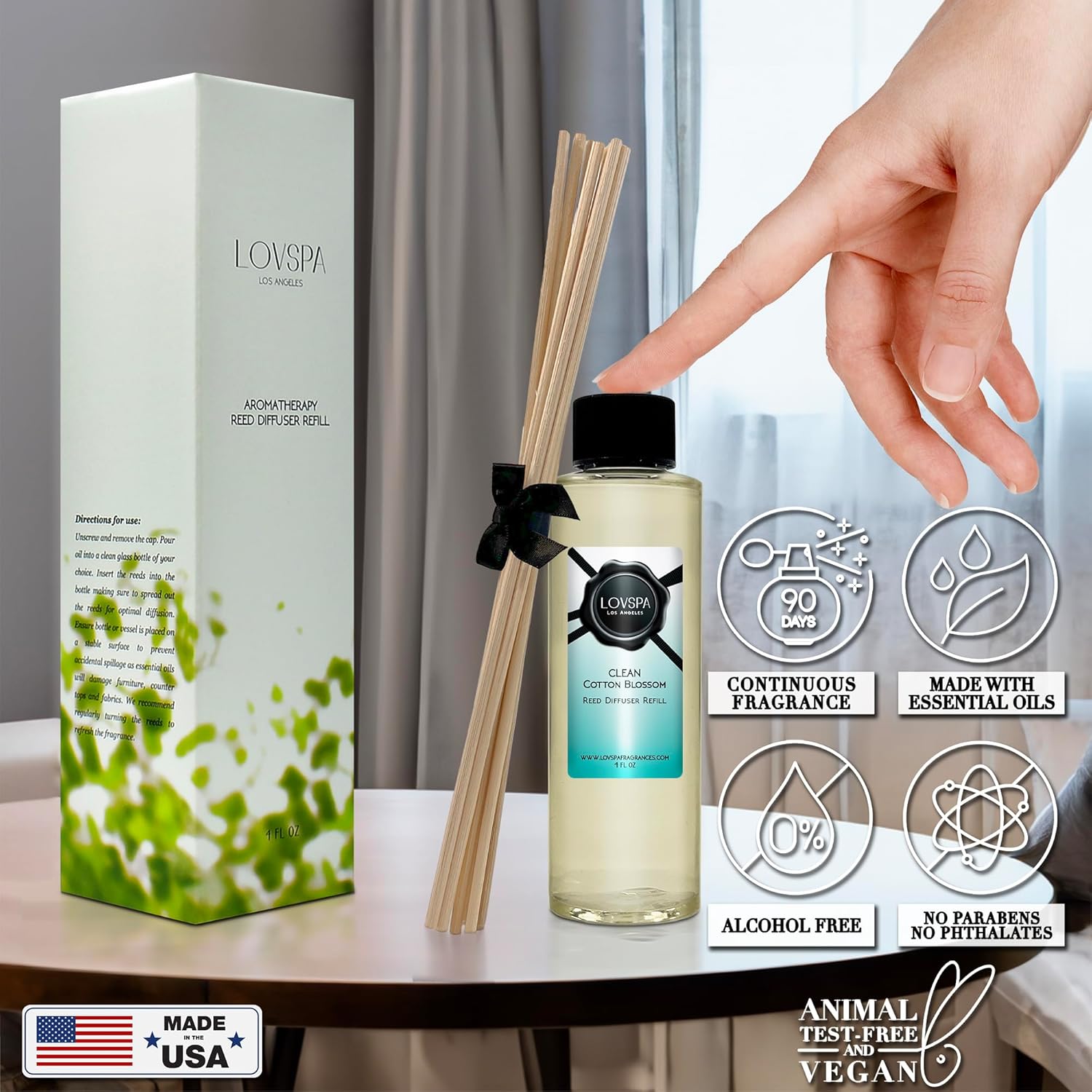 LOVSPA Clean Cotton Blossom Reed Diffuser Oil Refill