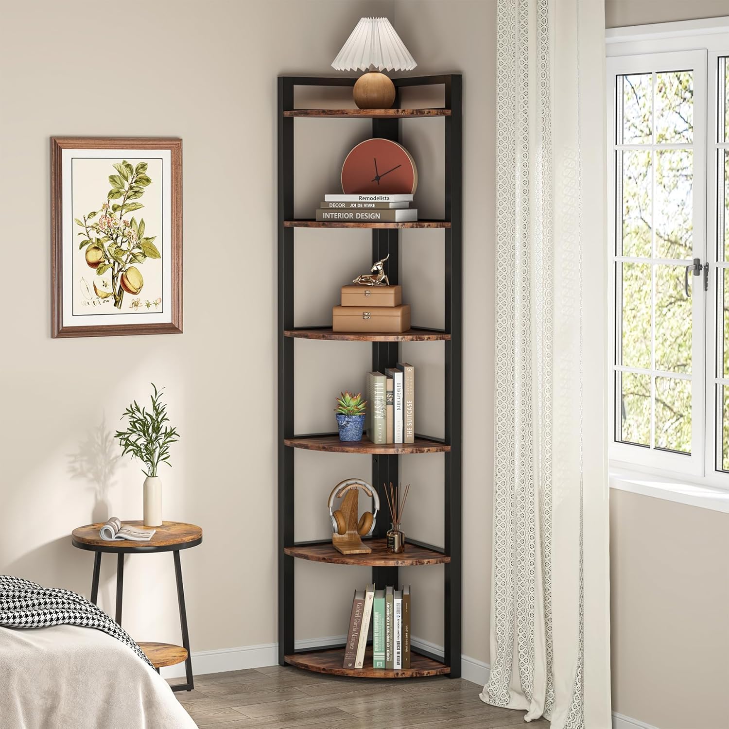 Tribesigns Corner Shelf with 6 Tiers and Metal Frame