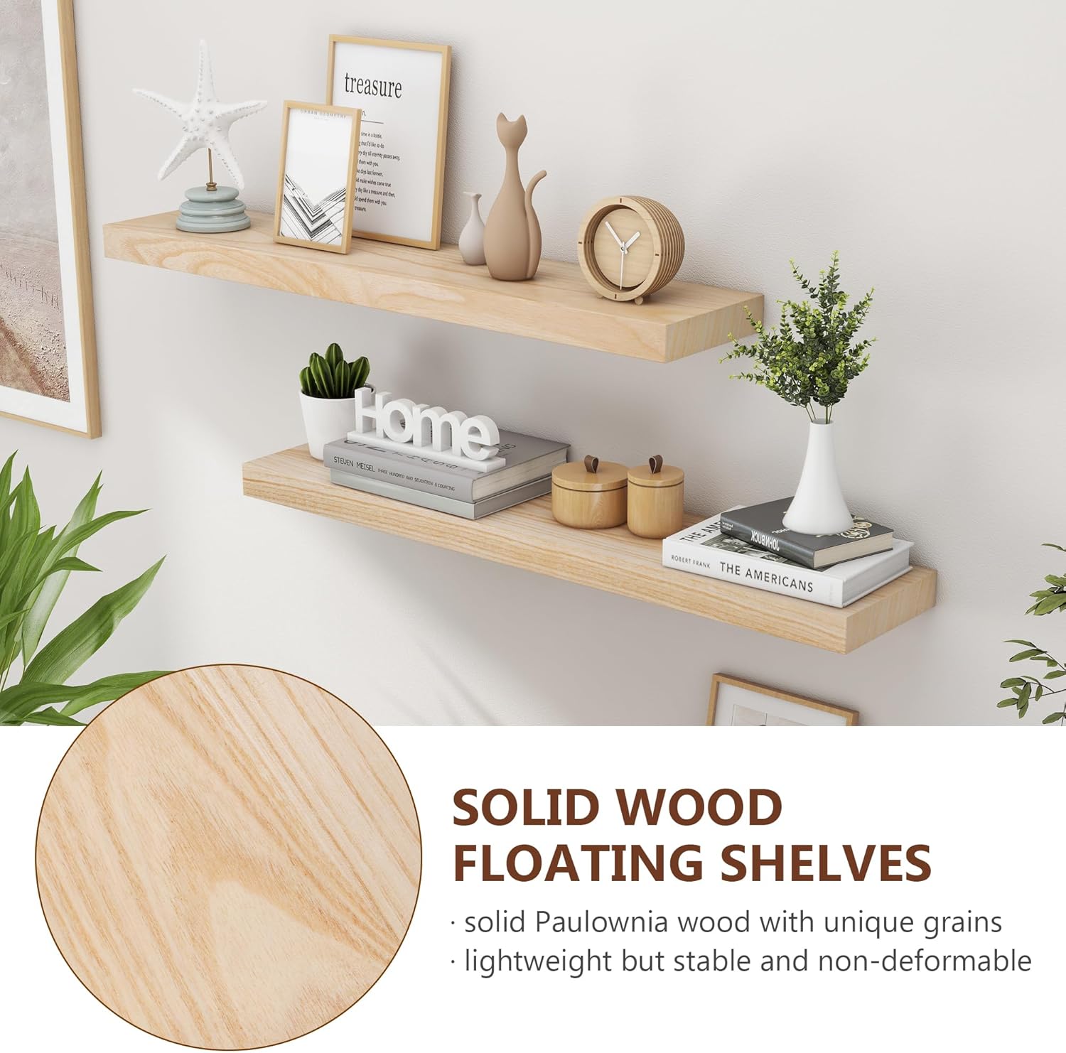 Fuqing Natural Floating Shelves 36 Inch Set of 2