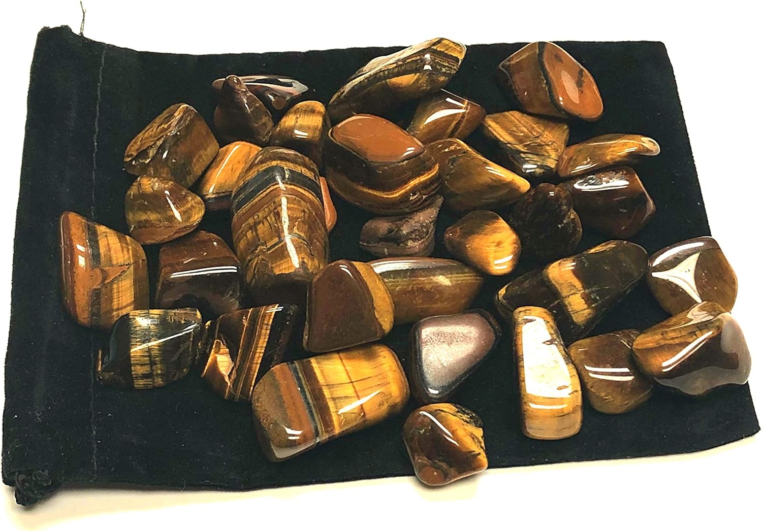 Tumbled Tiger Eye Stone with Velvet Bag 1 Pound