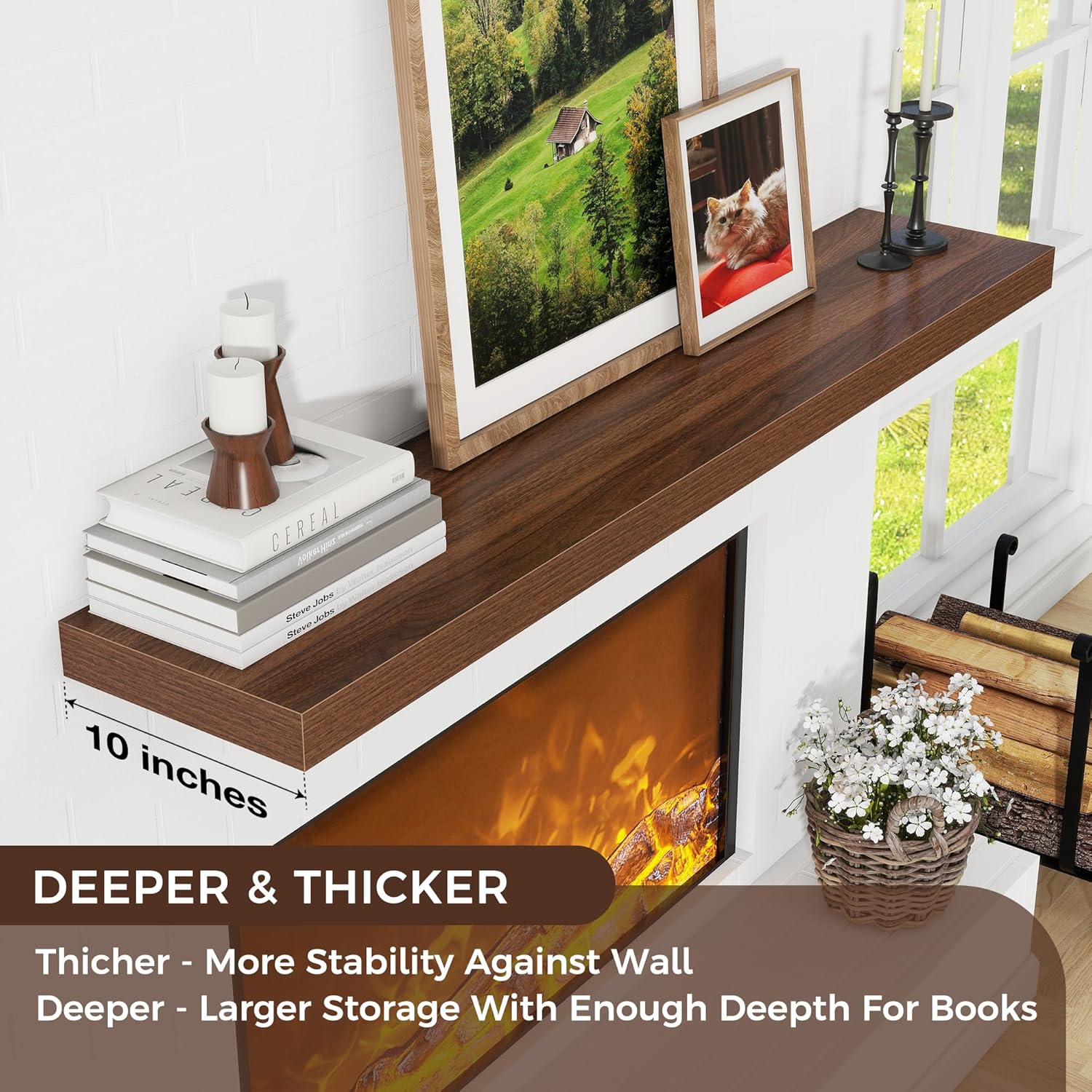 Venusmiles Large Floating Shelves 55W x 10D x 15H for Wall