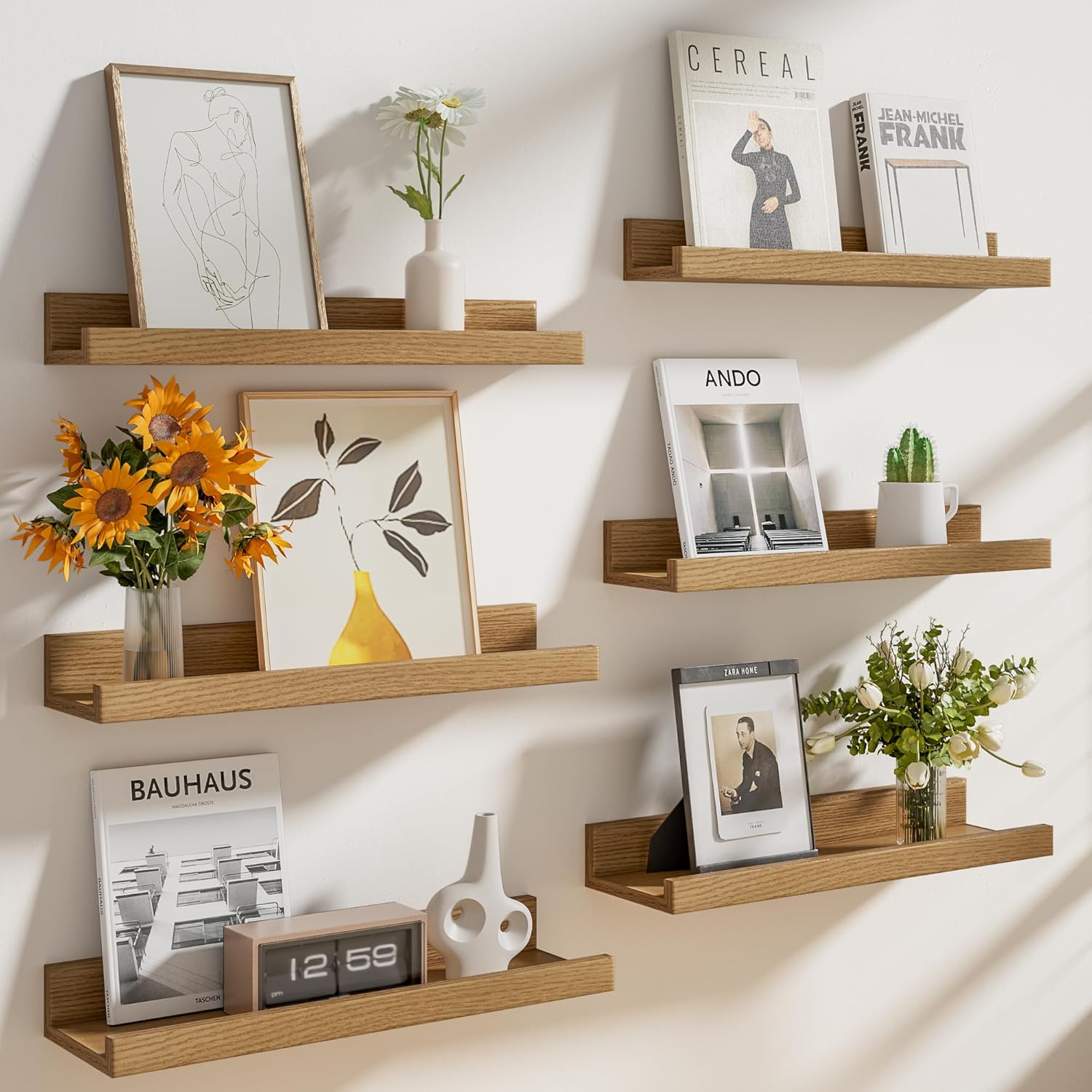 Floating Shelves Set of 6 24 Inch Wall Mounted Display