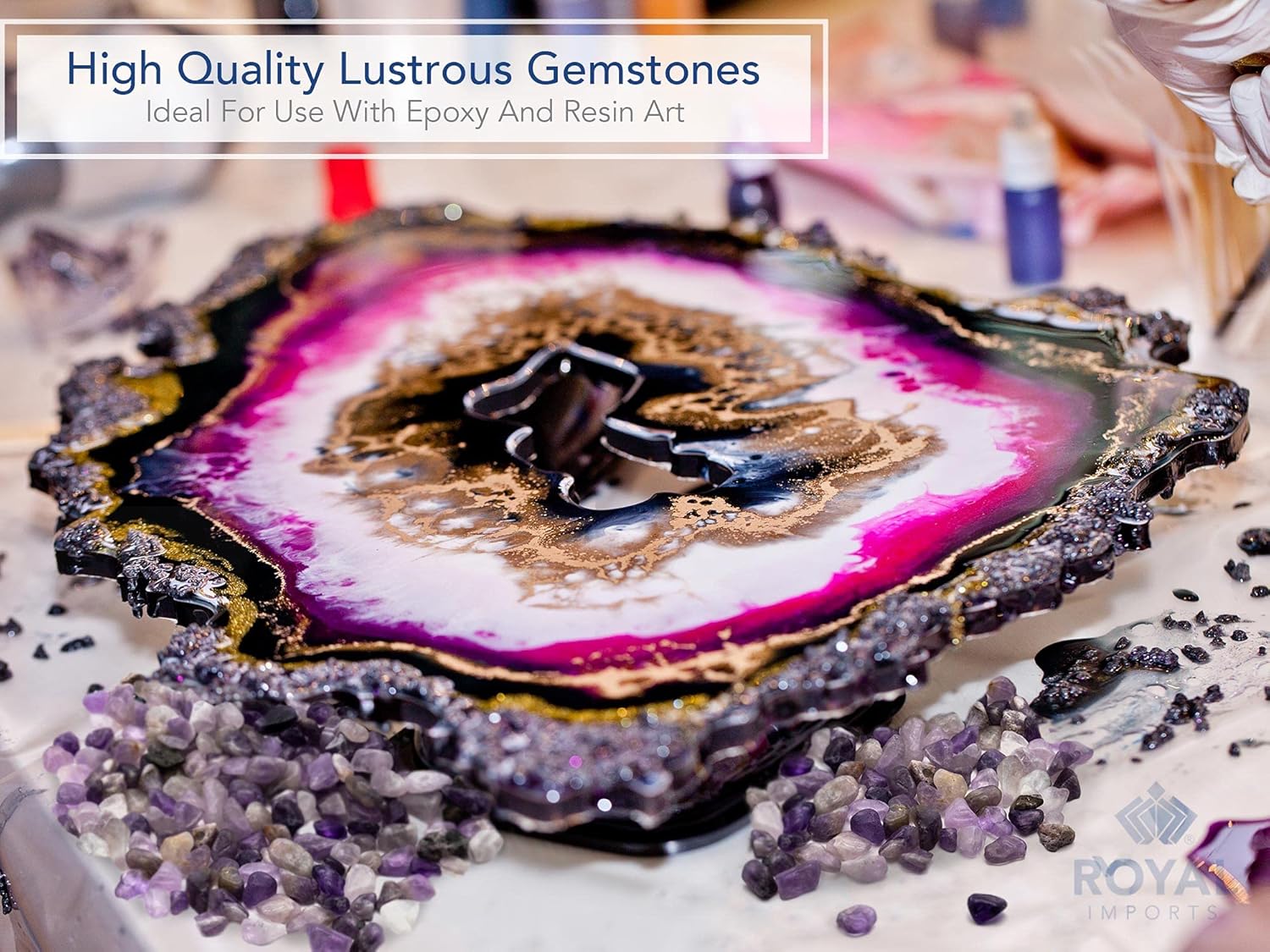 Royal Imports Amethyst Quartz Chips 1 LB Tumbled Stones