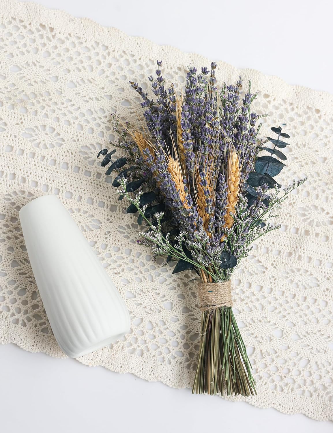 Lavender Bouquets with Ceramic Vases Wedding Decor