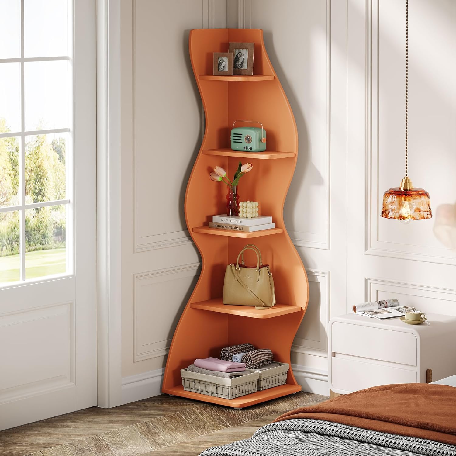 Tribesigns Wavy Corner Shelf Set of 2
