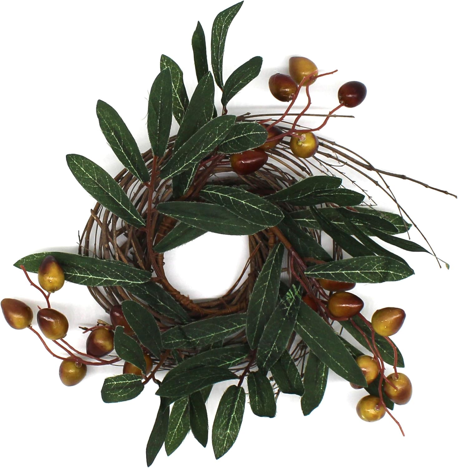 Rustic Country Artificial Olive Wreath 9 Inch