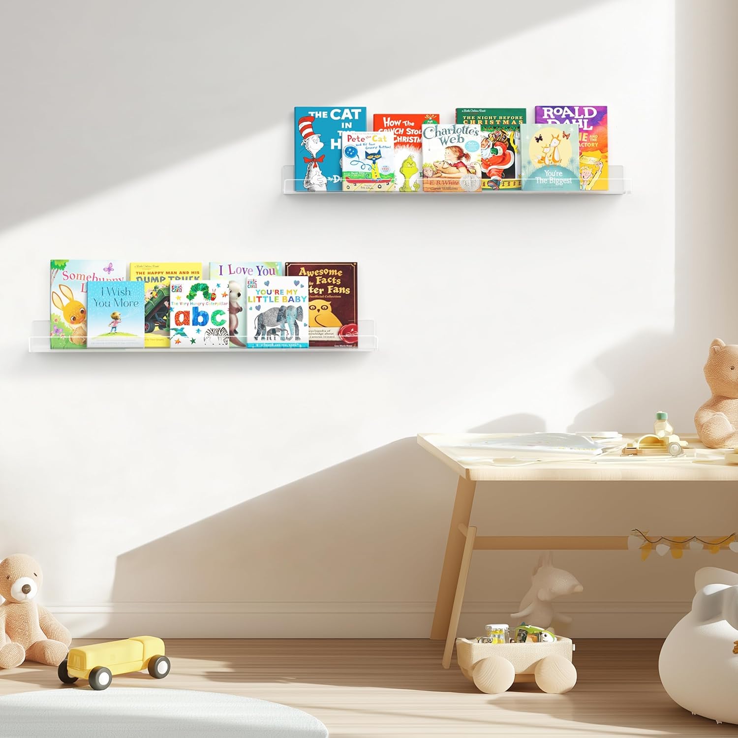 36 Inches Clear Acrylic Floating Shelves Wall Pack of 2