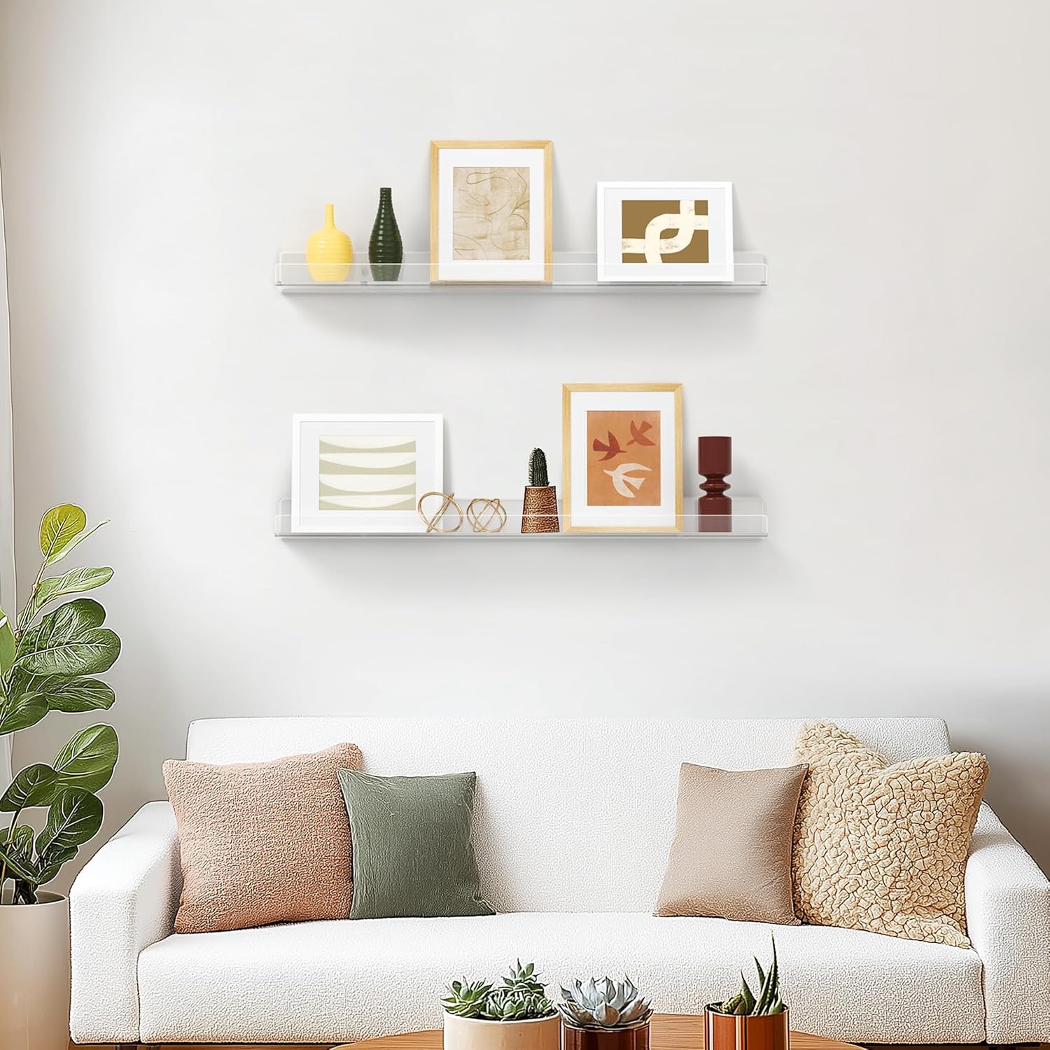 36 Inches Clear Acrylic Floating Shelves Wall Pack of 2