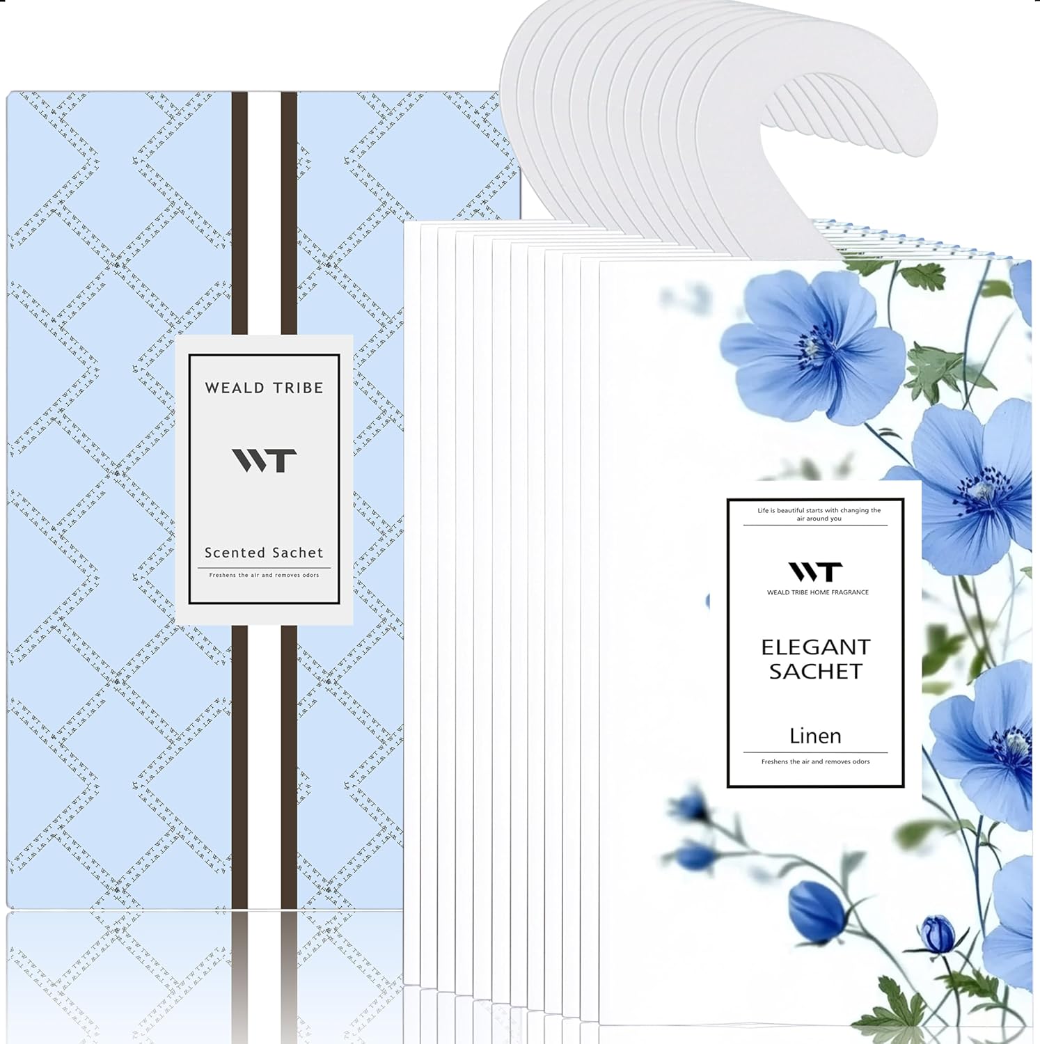 WEALD TRIBE 12 Pack Linen Scented Sachets for Closet Drawer Deodorizer
