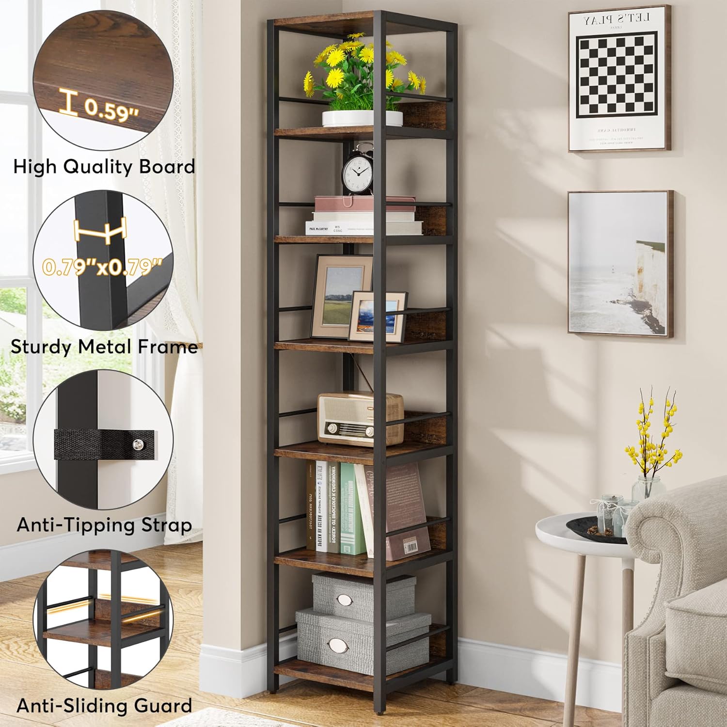 LITTLE TREE 75 Inch Tall Corner Bookshelf