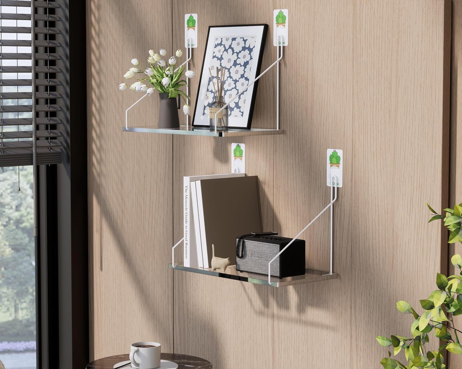 Clear Acrylic Floating Shelves No Drilling Needed Set of 2