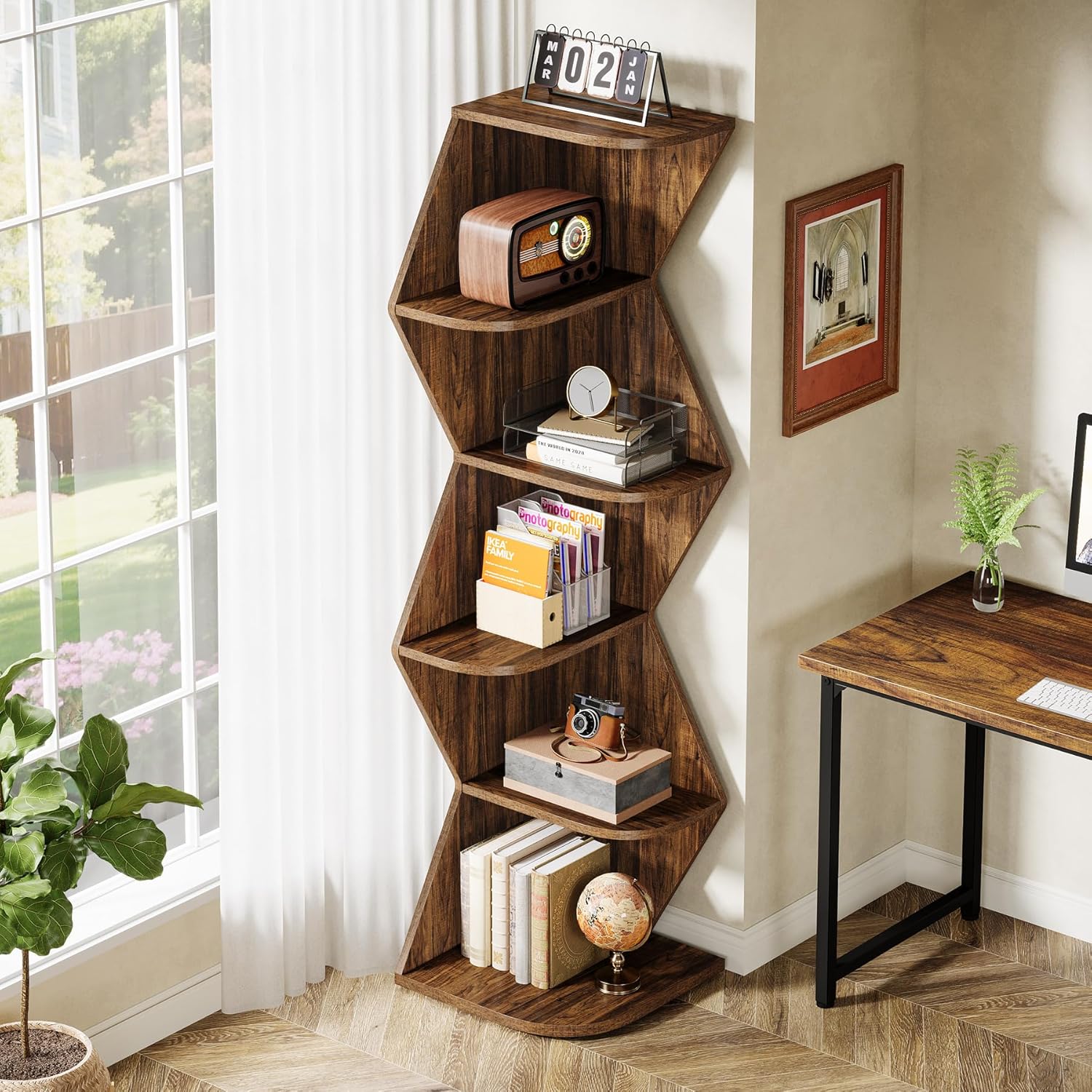 Tribesigns 715 Inch Tall Corner Shelf 5 Tier