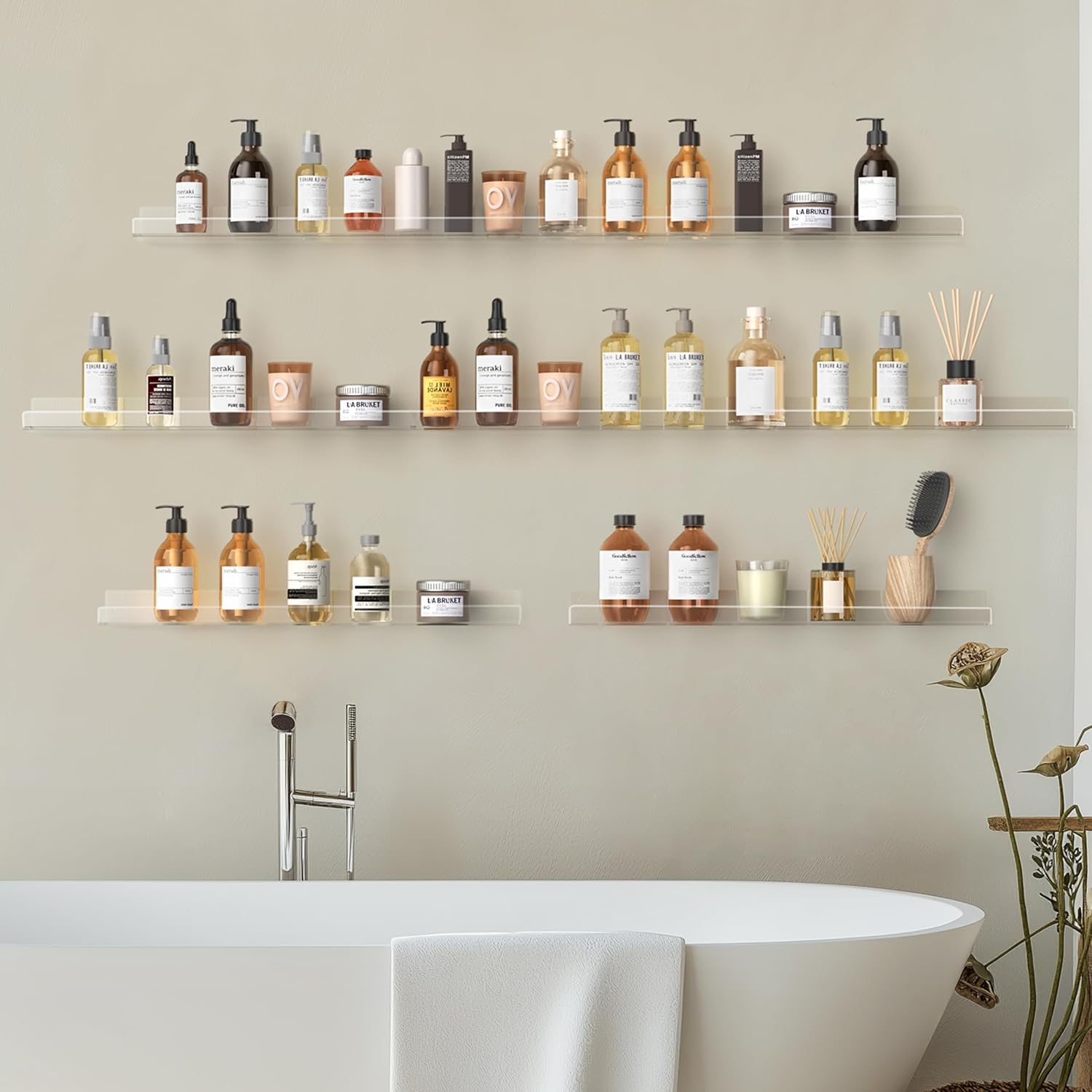 36 Inches Clear Acrylic Floating Shelves Wall Pack of 2