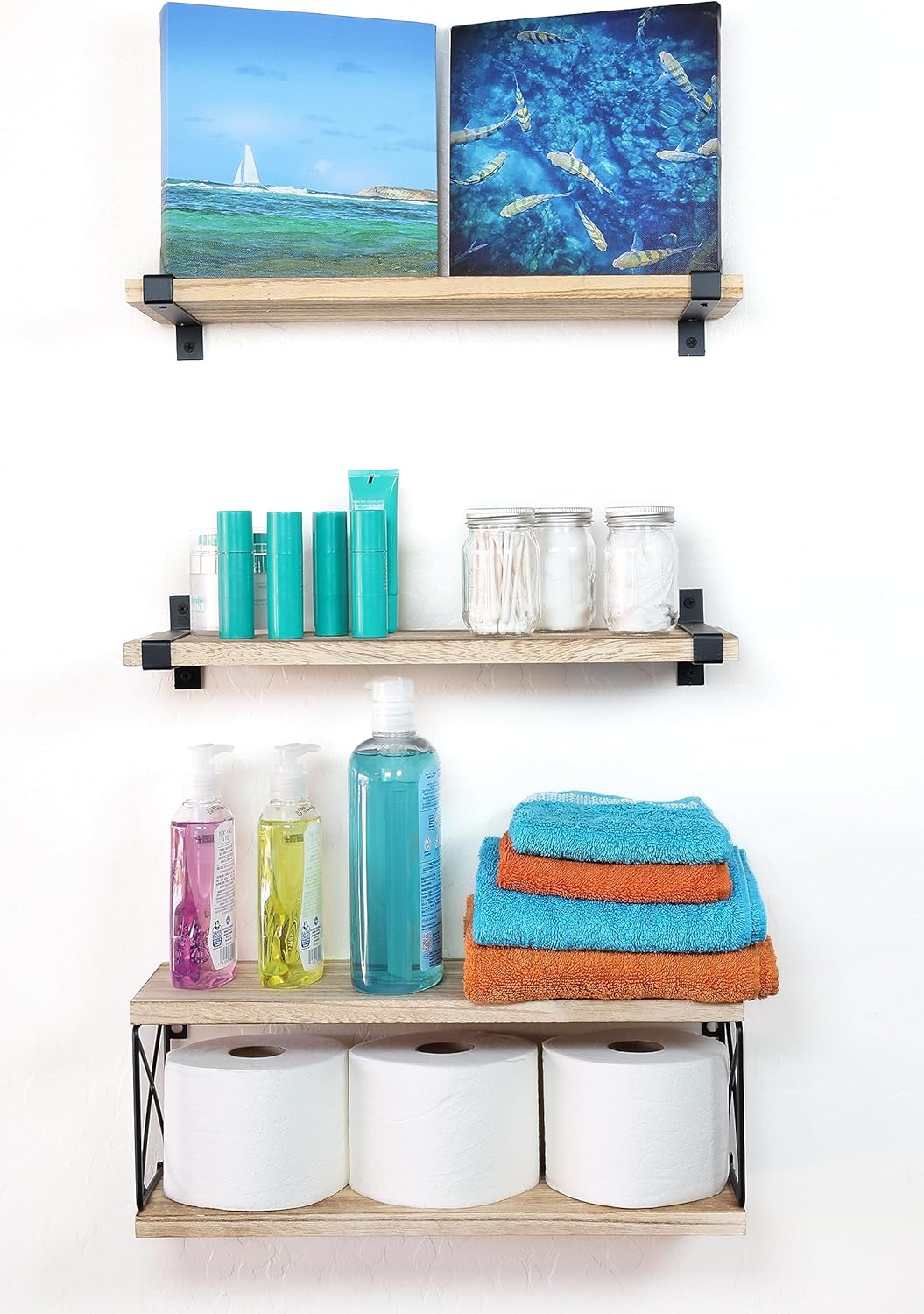 2 Moons Floating Shelves - Light Brown 4 Piece Set