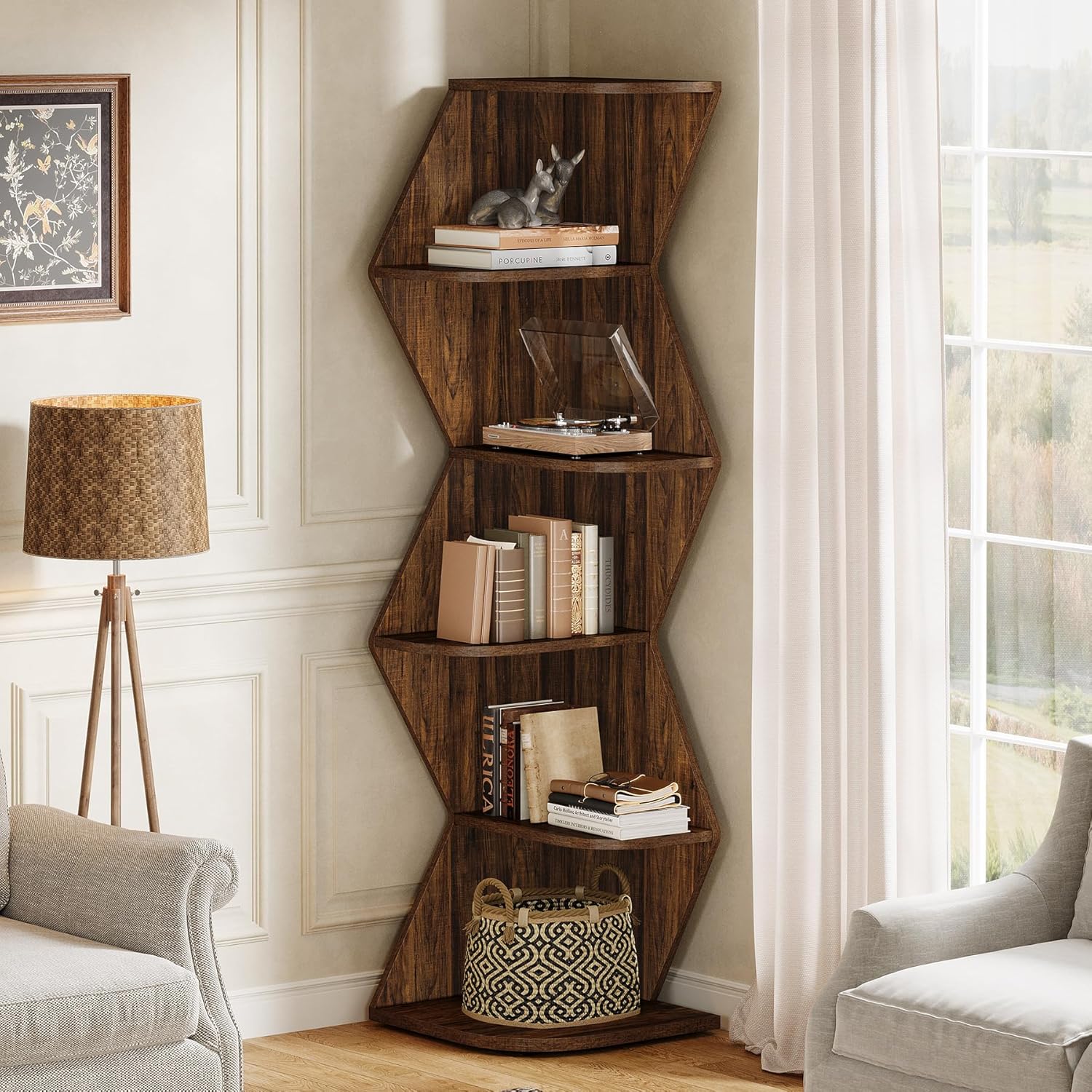 Tribesigns 715 Inch Tall Corner Shelf 5 Tier