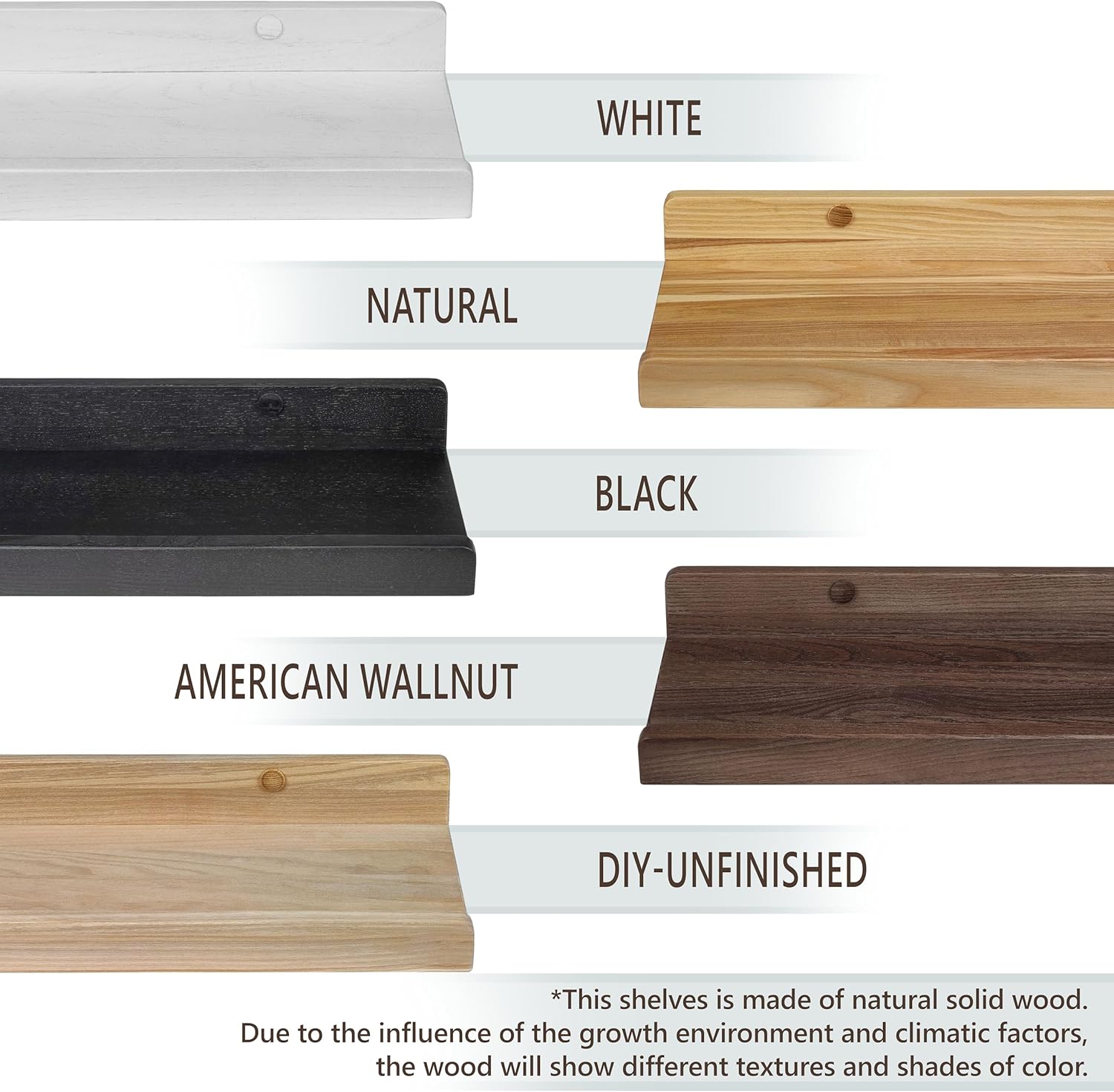 Wood Wedge Floating Shelves 16 Inch Set of 2