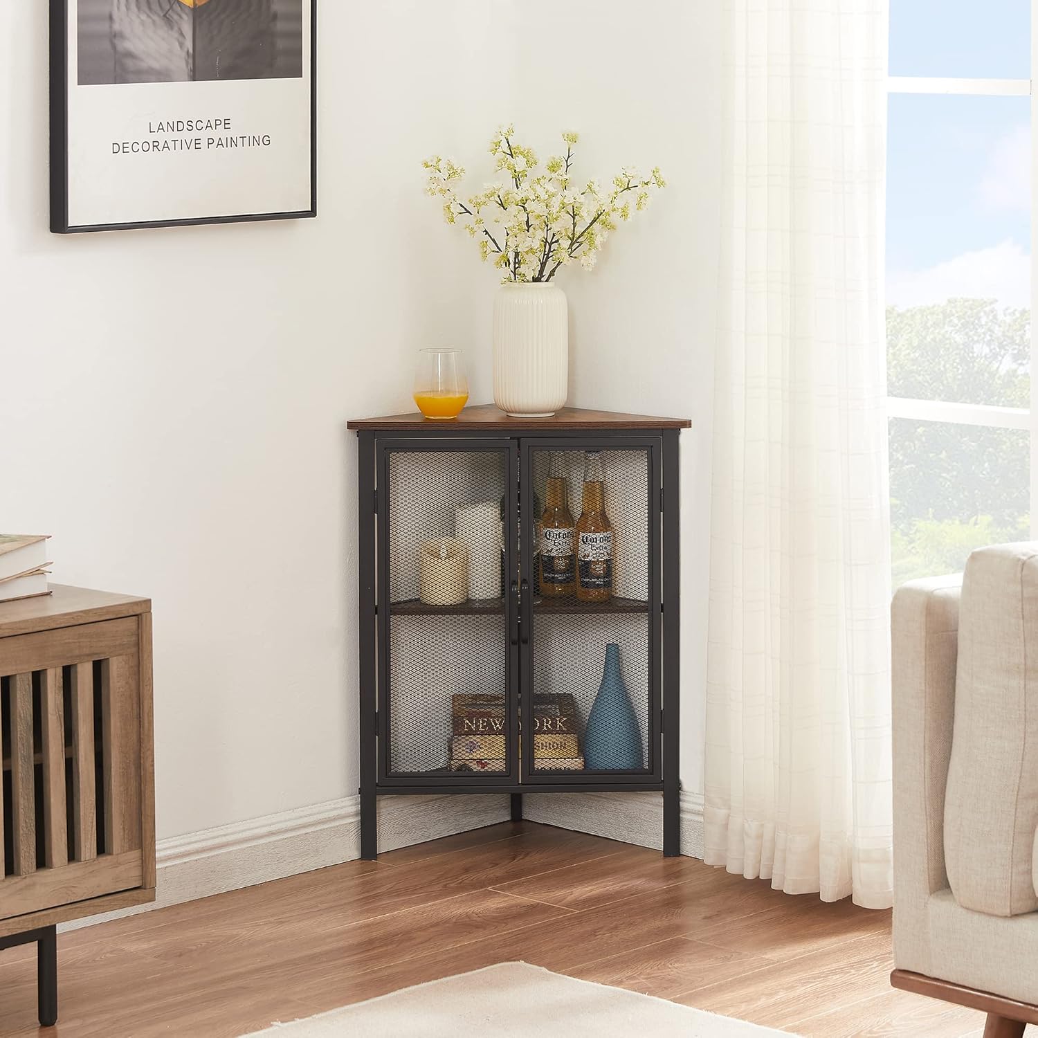 VECELO 3-Tier Corner Shelf Organizer with Door