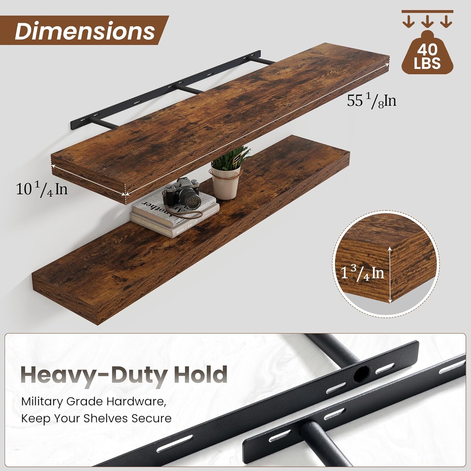 55 Inch Floating Shelf Wall Mount Storage Display